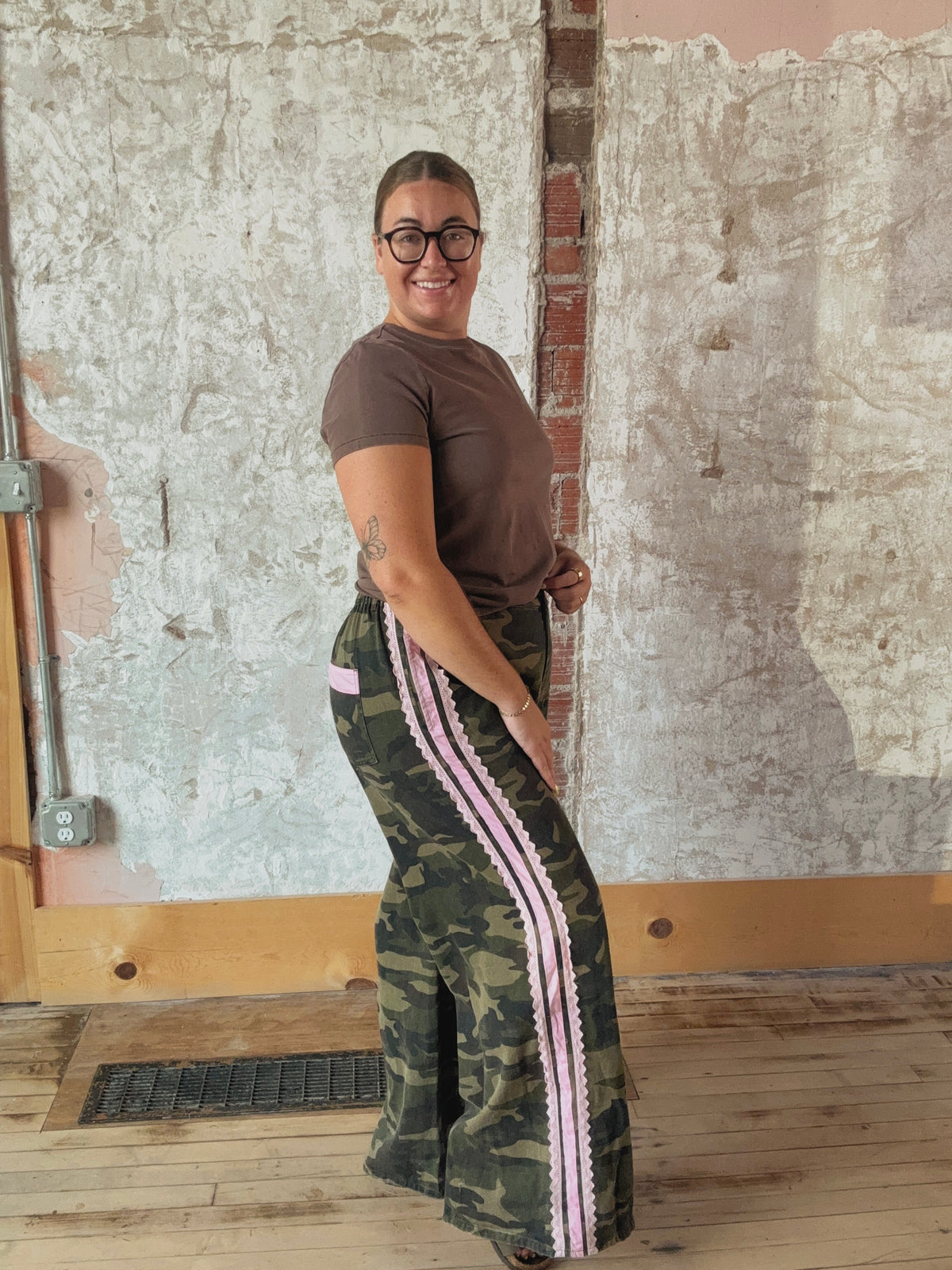 Washed Camo Print Cotton Pants (Extended Sizes!)