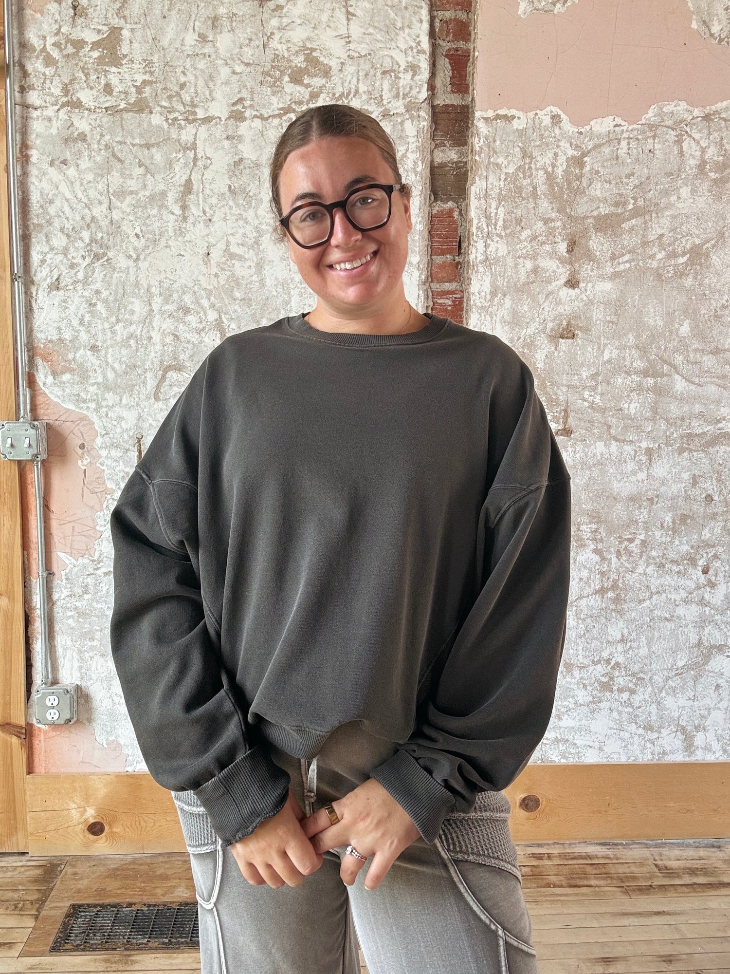 Lazy Days Pigment Washed Sweatshirt Top