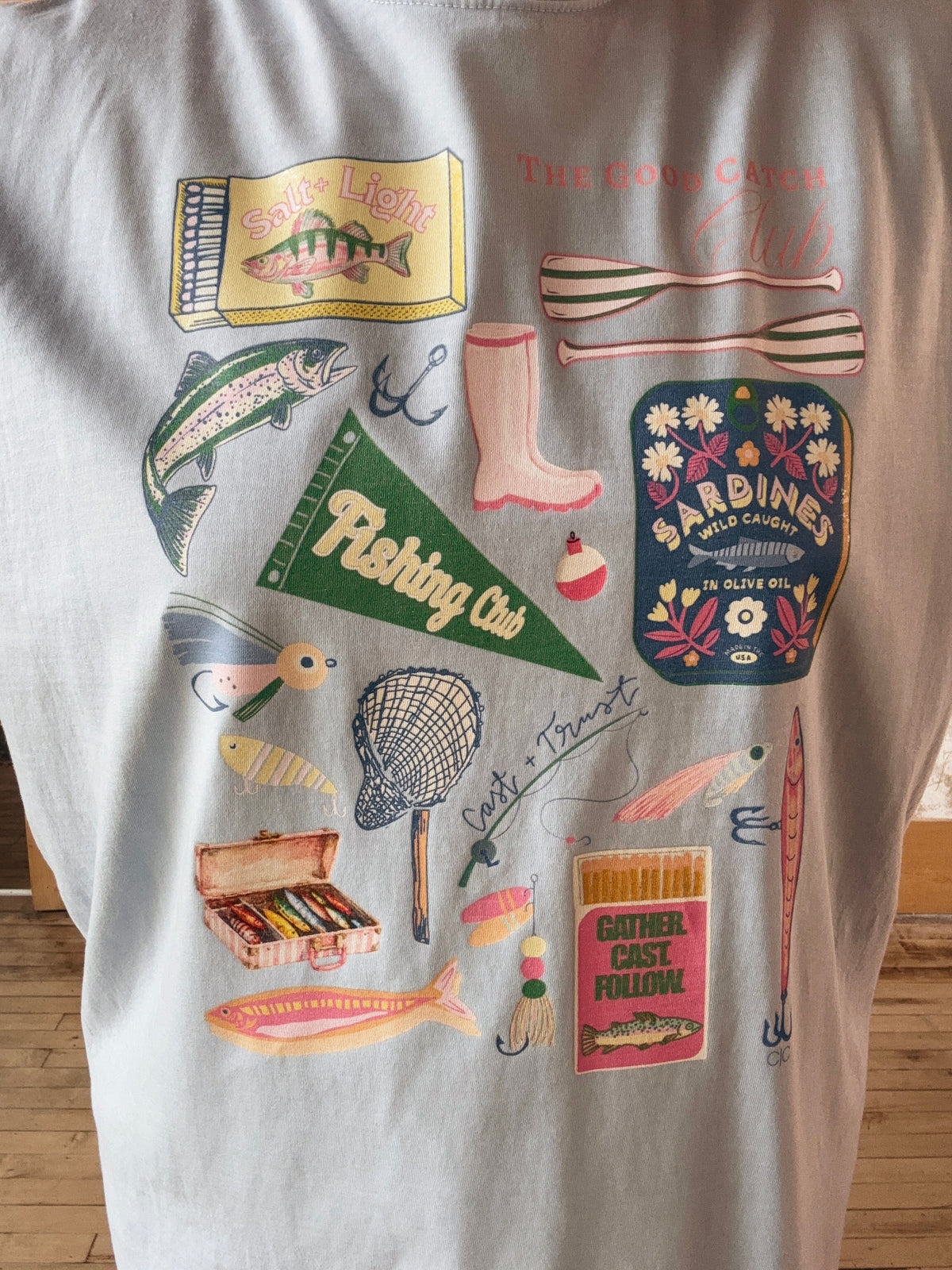 Fishing Club Match Box Collage Graphic Tee