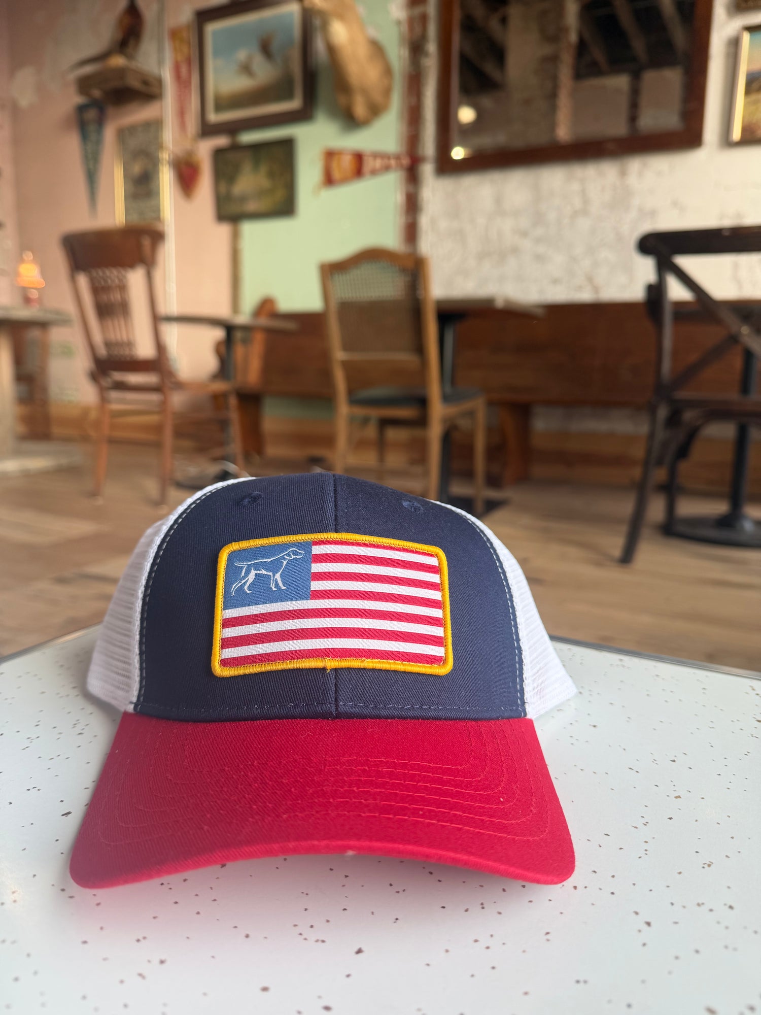American Flag Fieldstone Mesh Back Hat