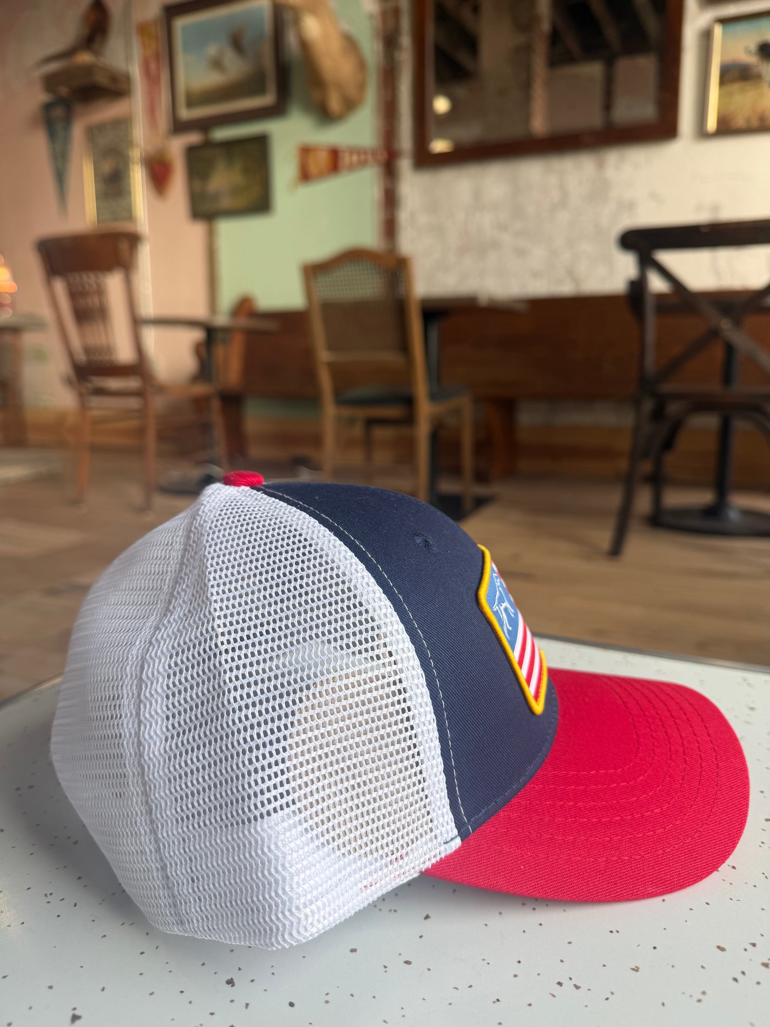 American Flag Fieldstone Mesh Back Hat