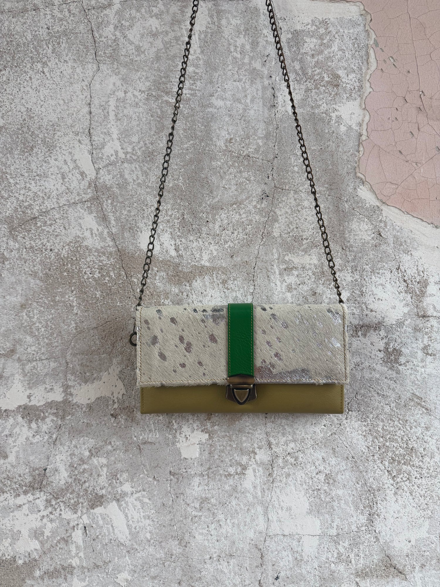 Cowhide + Leather Colorful Clutch Purse