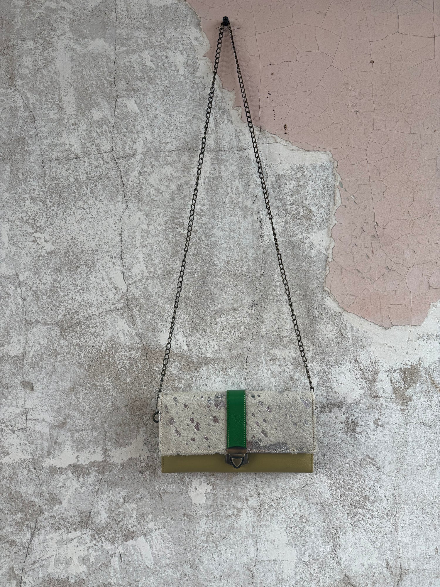 Cowhide + Leather Colorful Clutch Purse