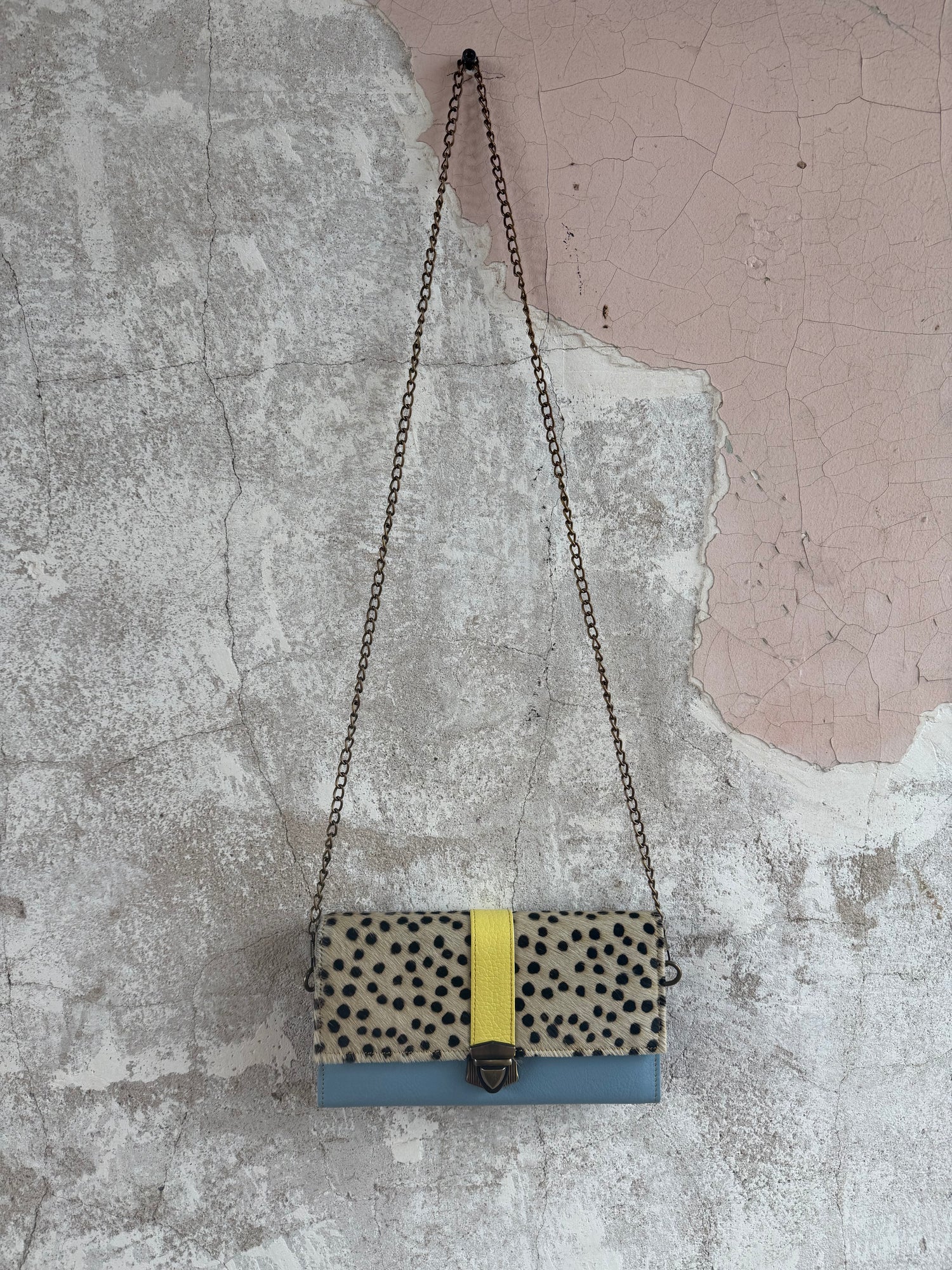 Cowhide + Leather Colorful Clutch Purse
