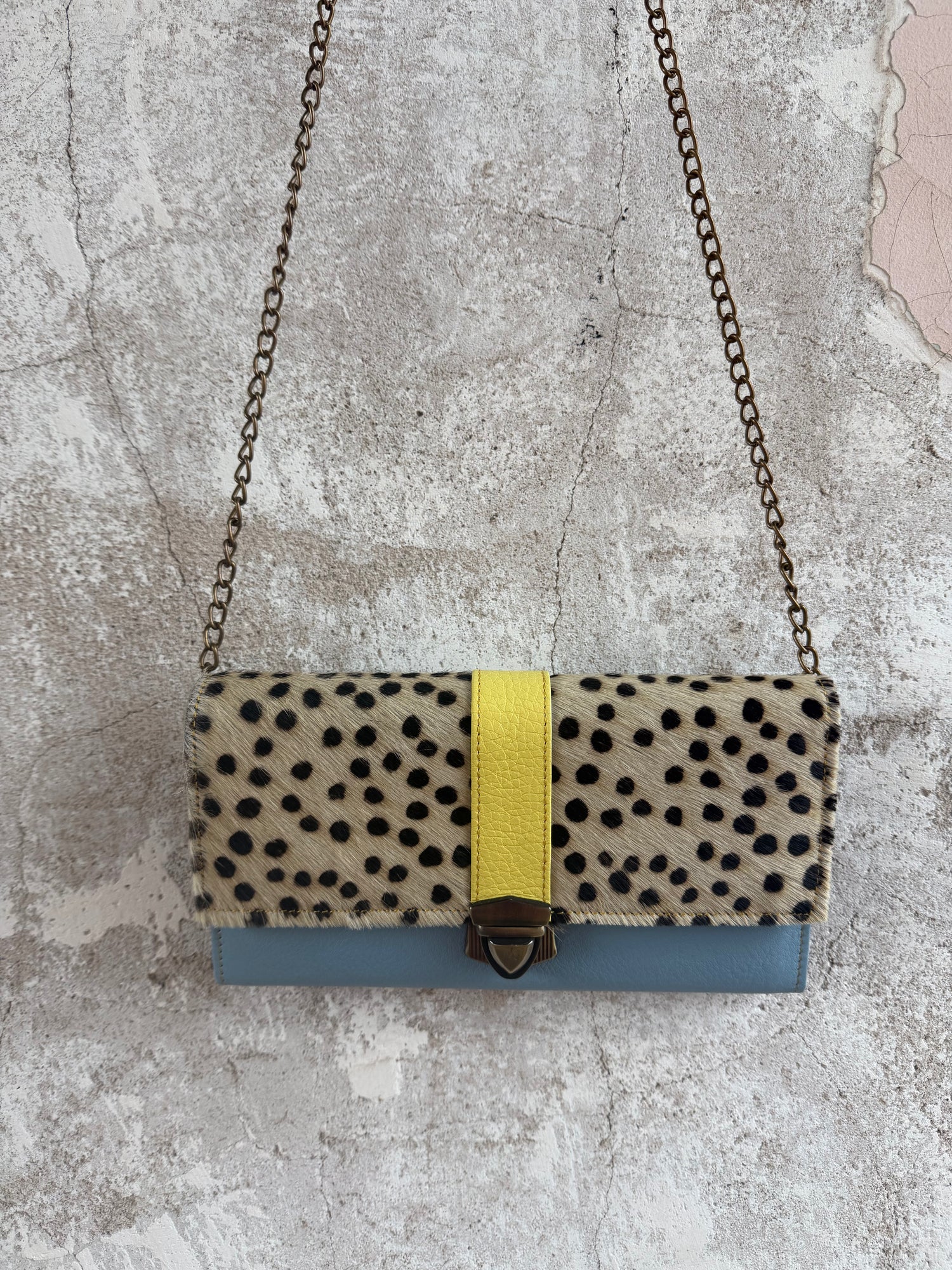 Cowhide + Leather Colorful Clutch Purse