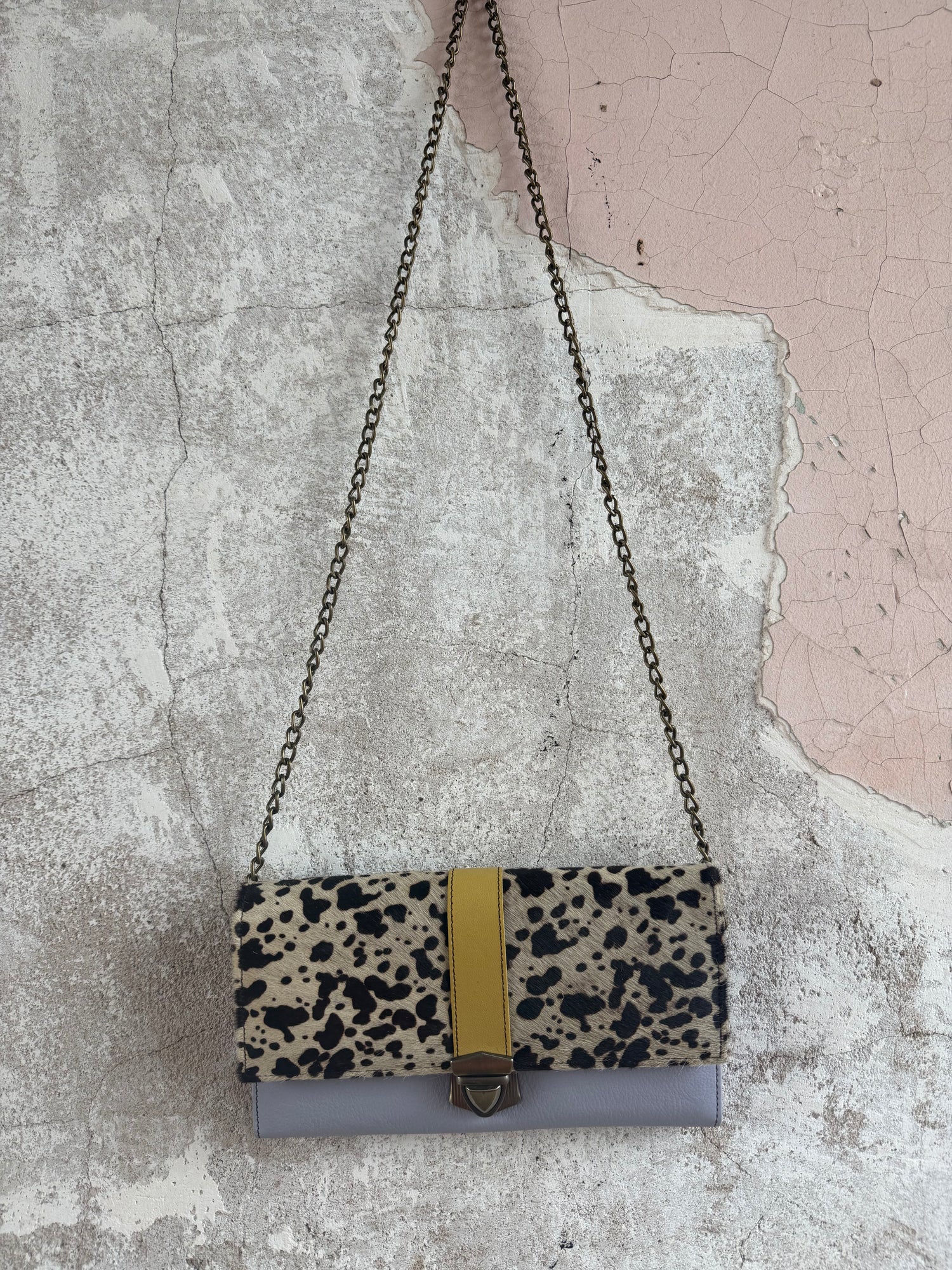 Cowhide + Leather Colorful Clutch Purse