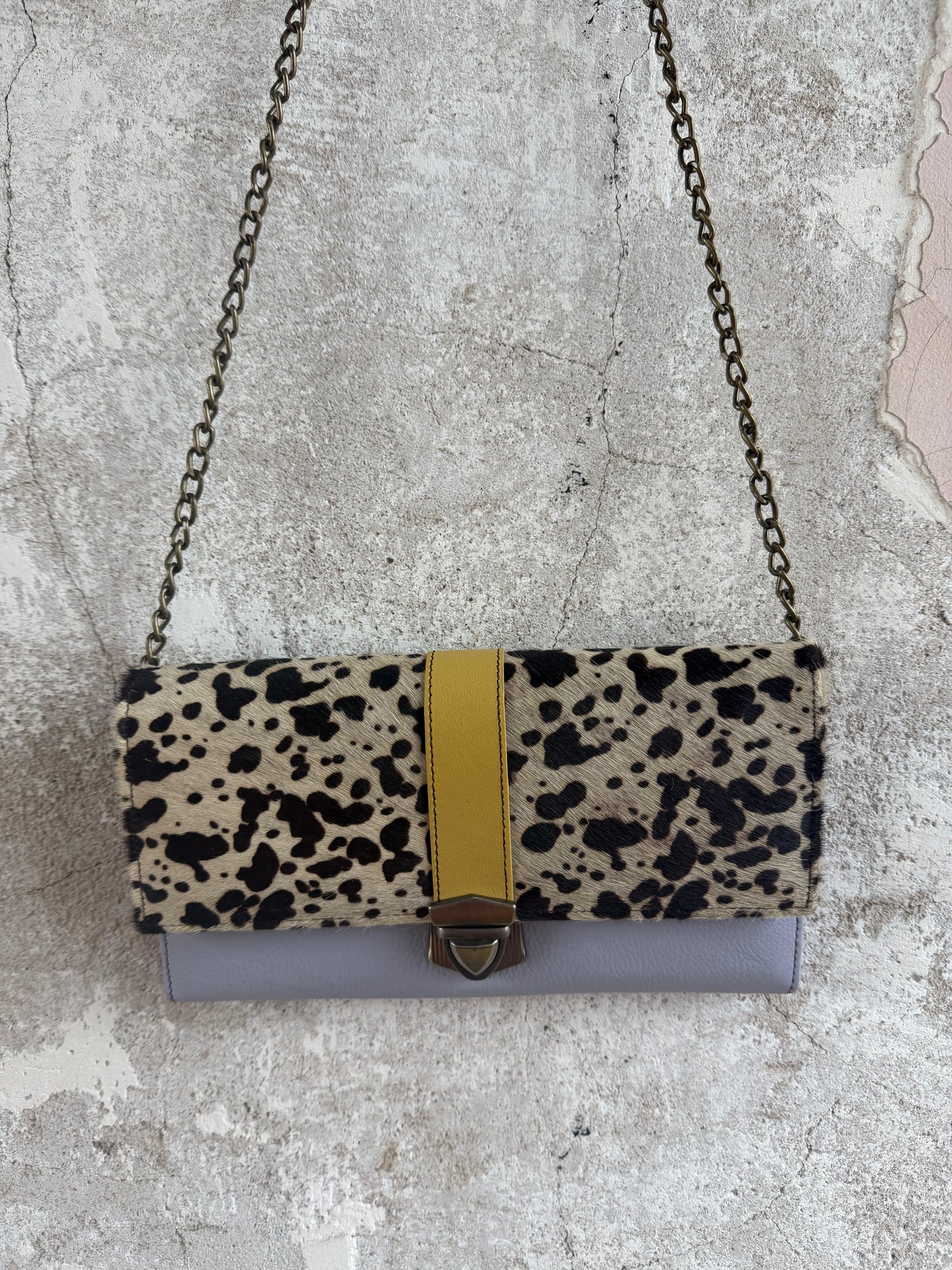 Cowhide + Leather Colorful Clutch Purse