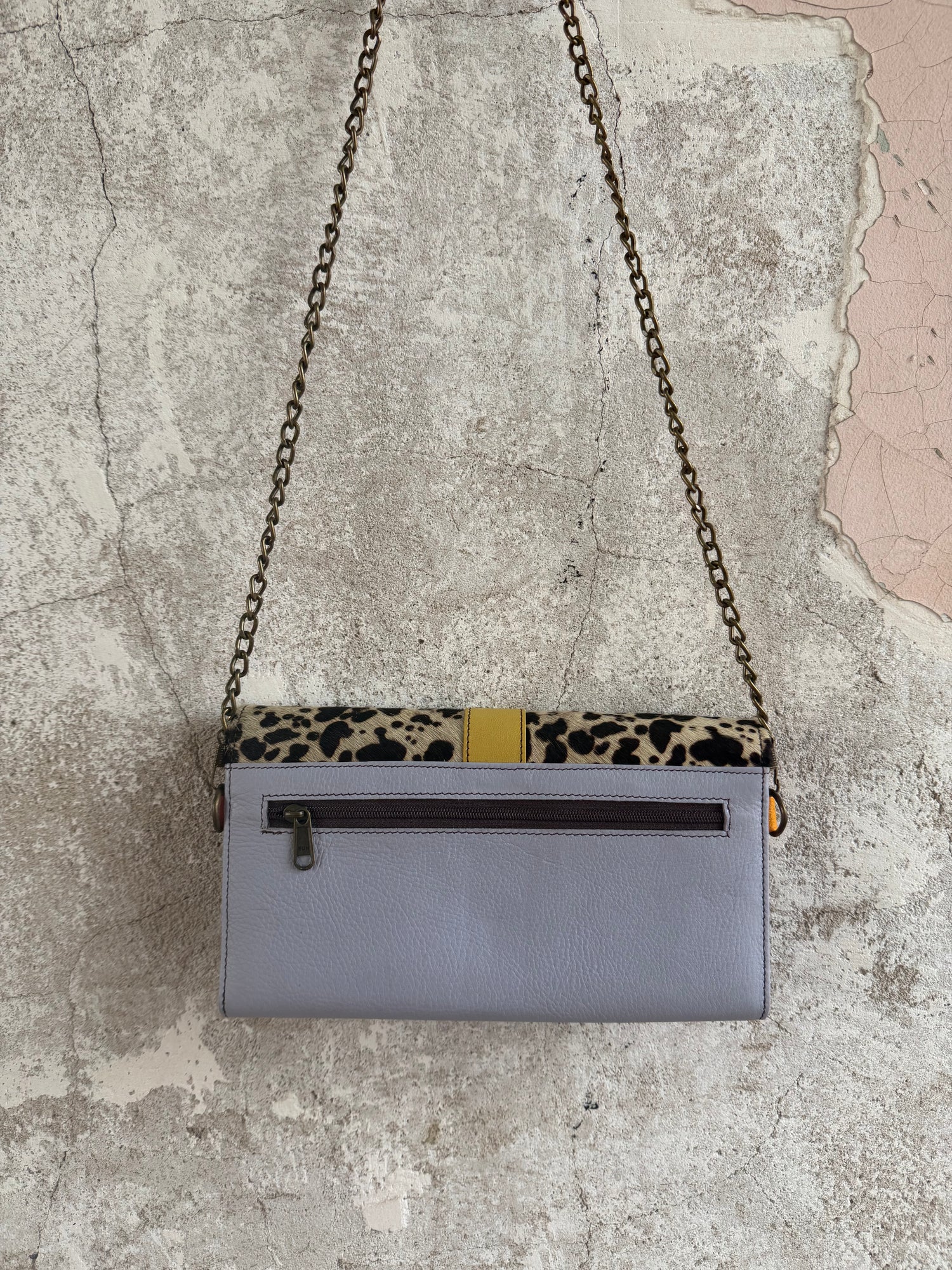Cowhide + Leather Colorful Clutch Purse