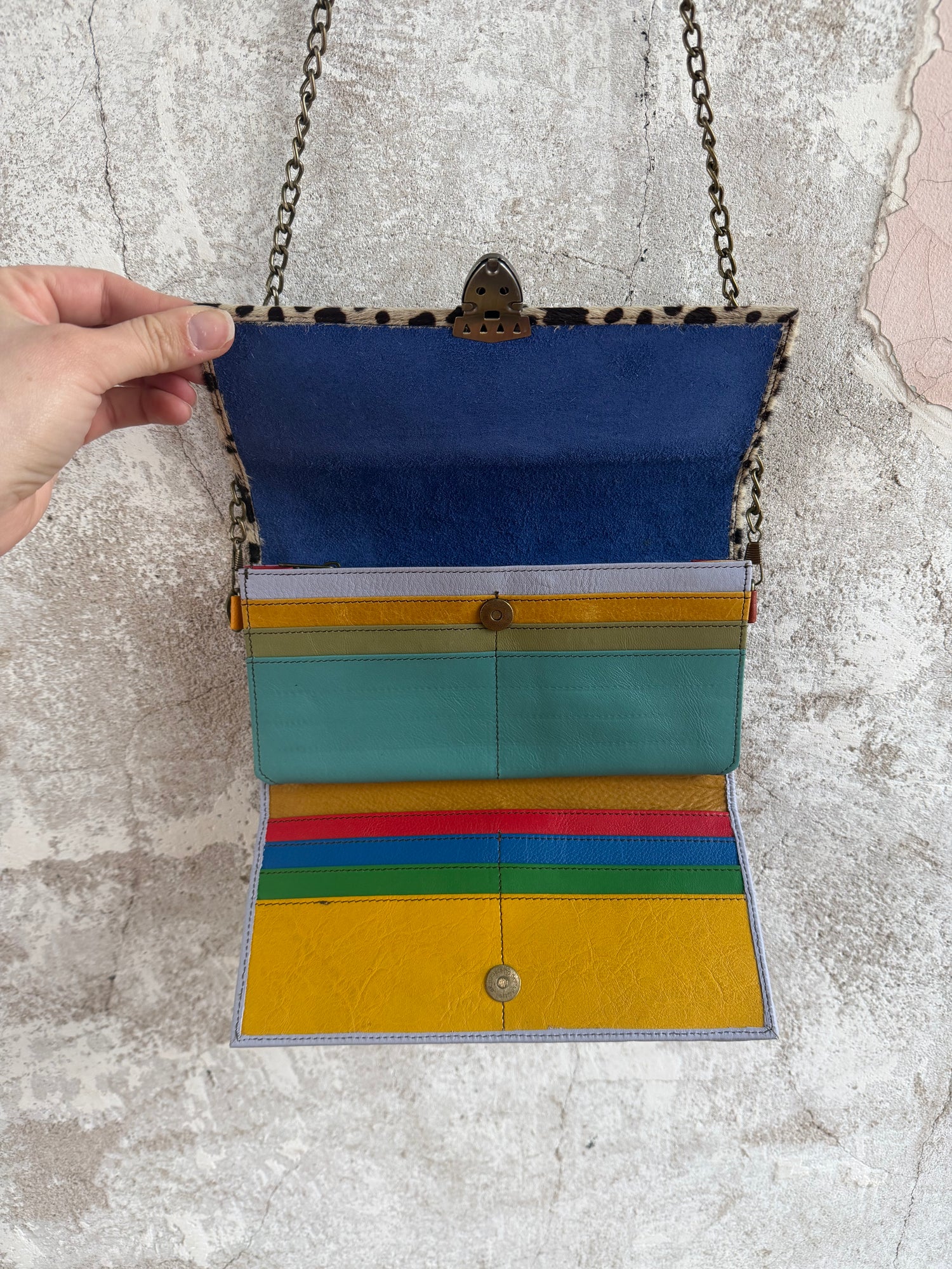 Cowhide + Leather Colorful Clutch Purse