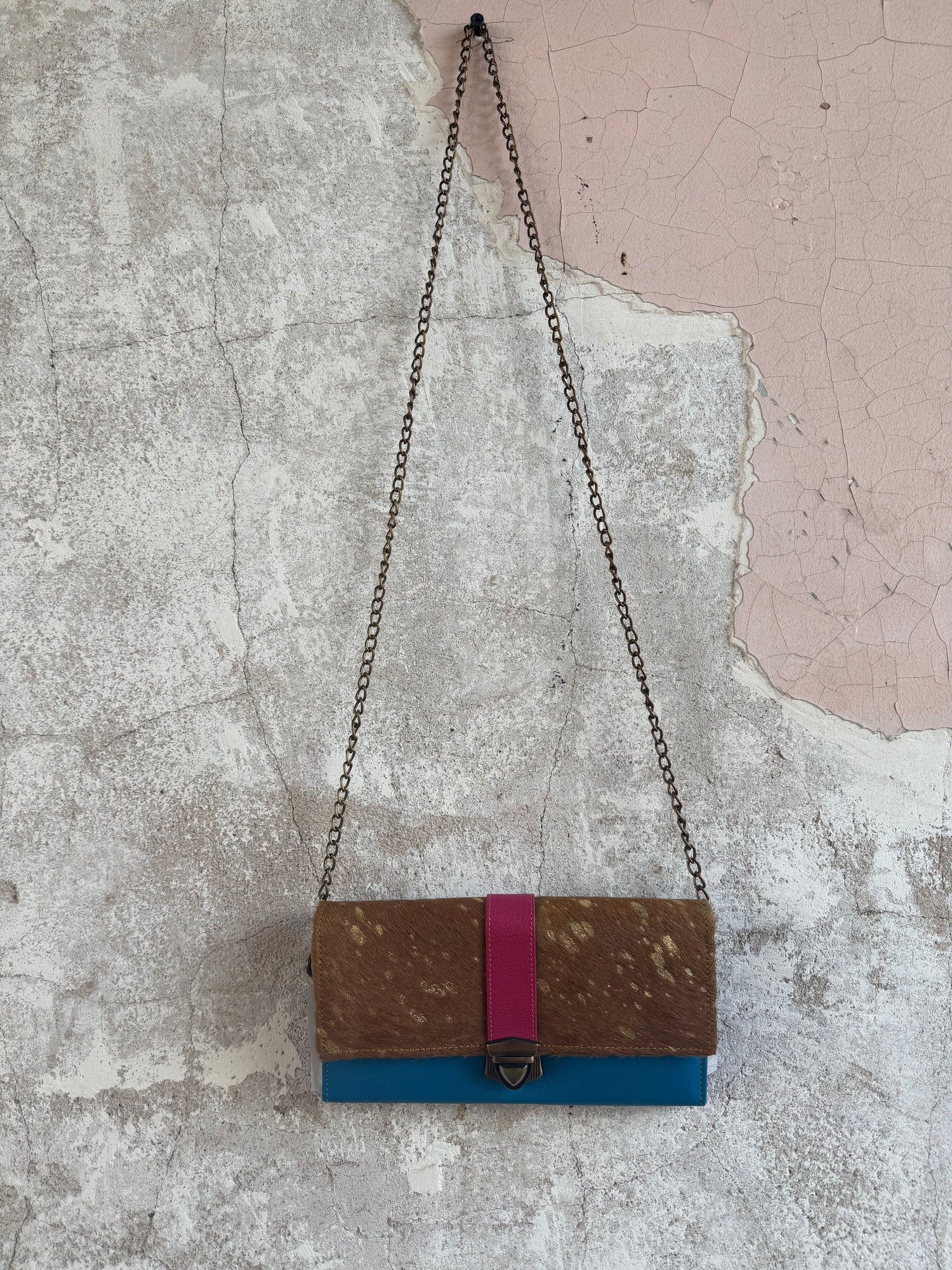 Cowhide + Leather Colorful Clutch Purse