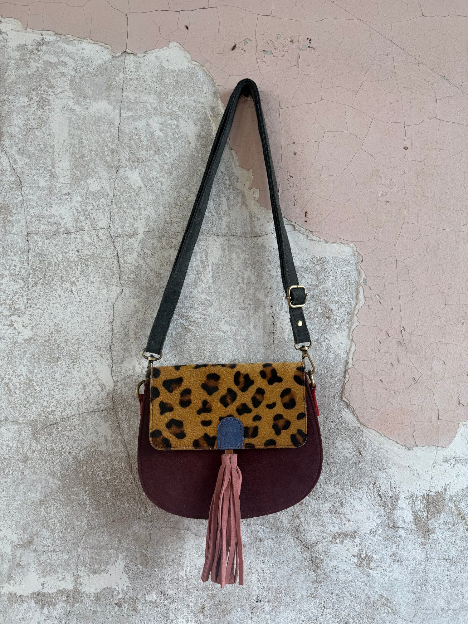 Cowhide + Leather Colorful Crossbody