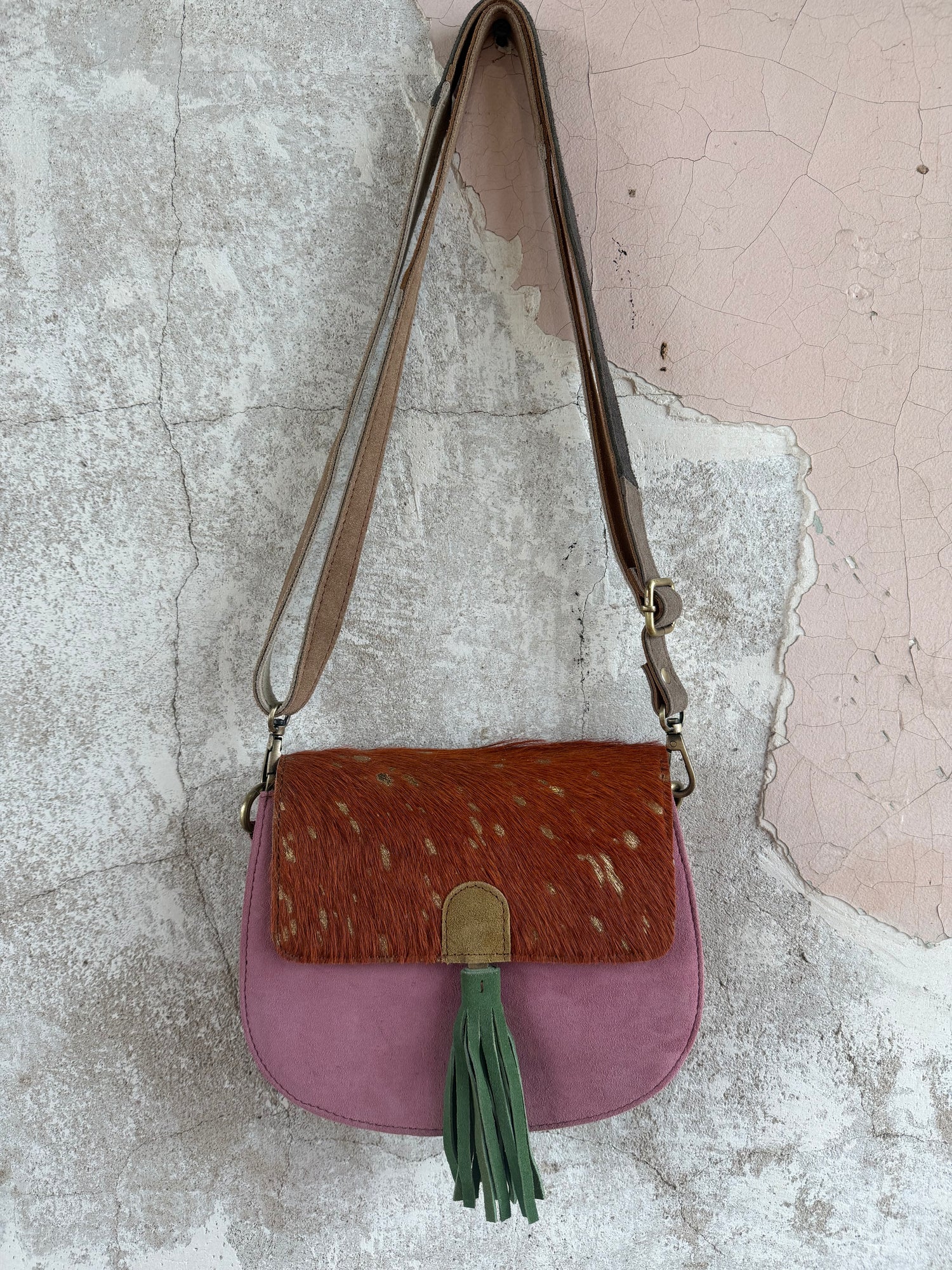 Cowhide + Leather Colorful Crossbody