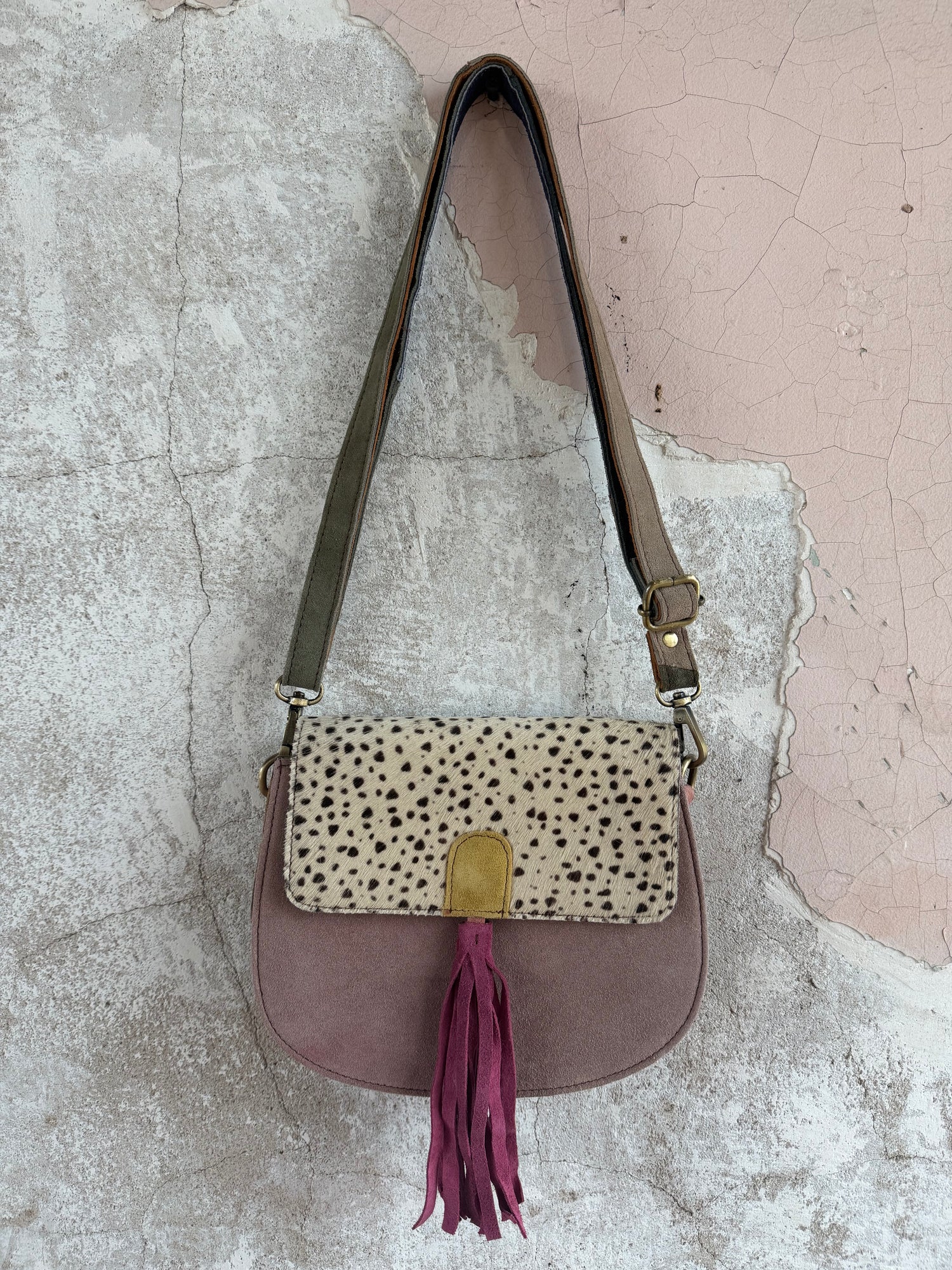 Cowhide + Leather Colorful Crossbody