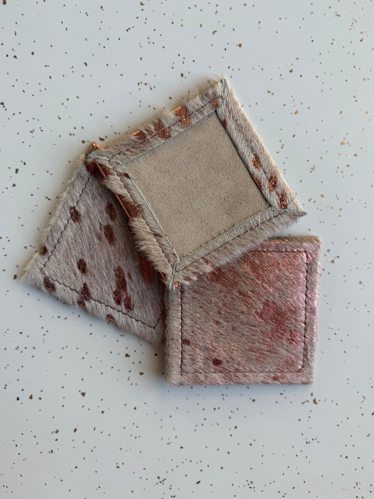 Cowhide + Rose Gold Coaster