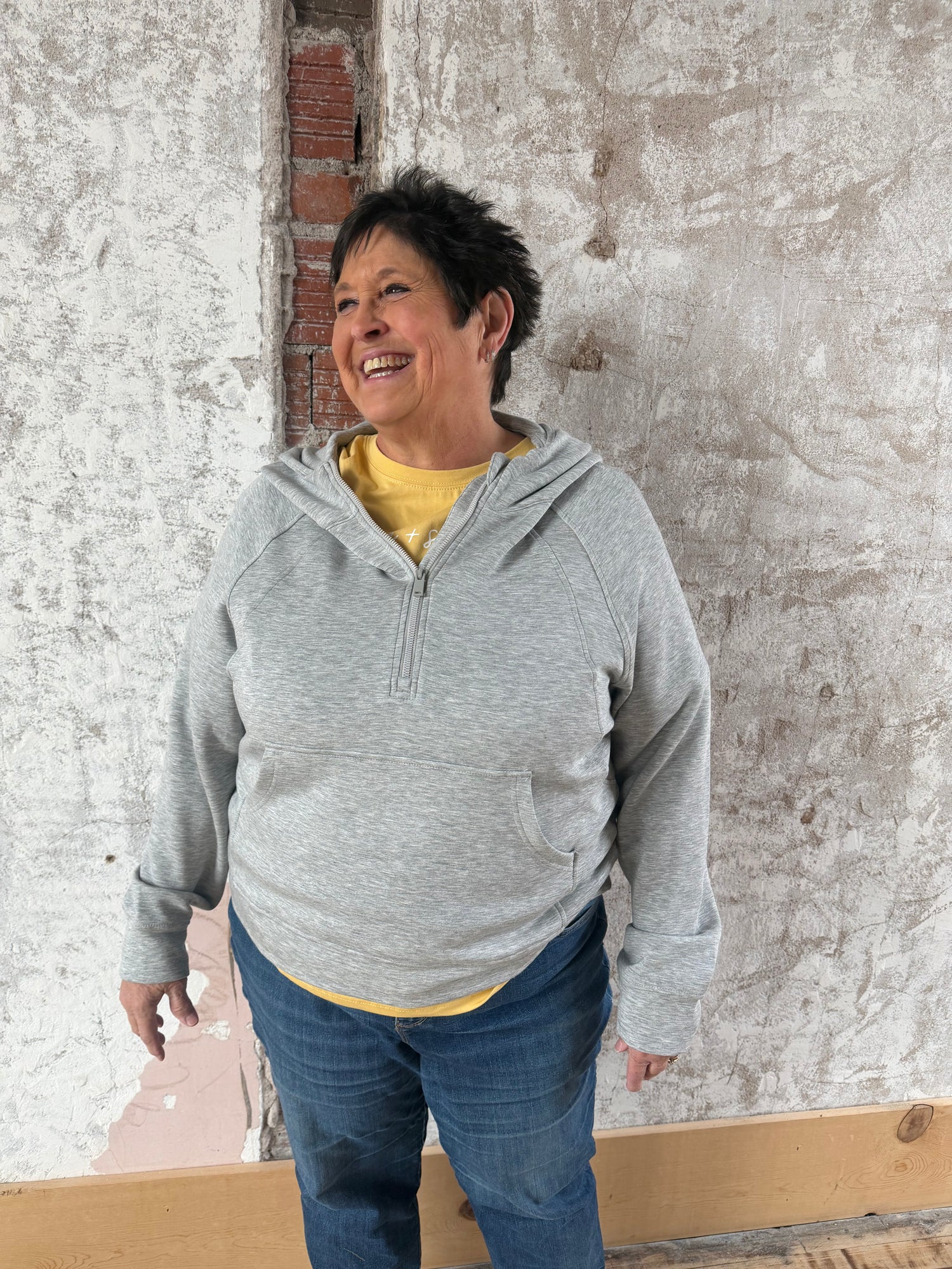 Heather Grey Quarter Zip Scuba Hoodie