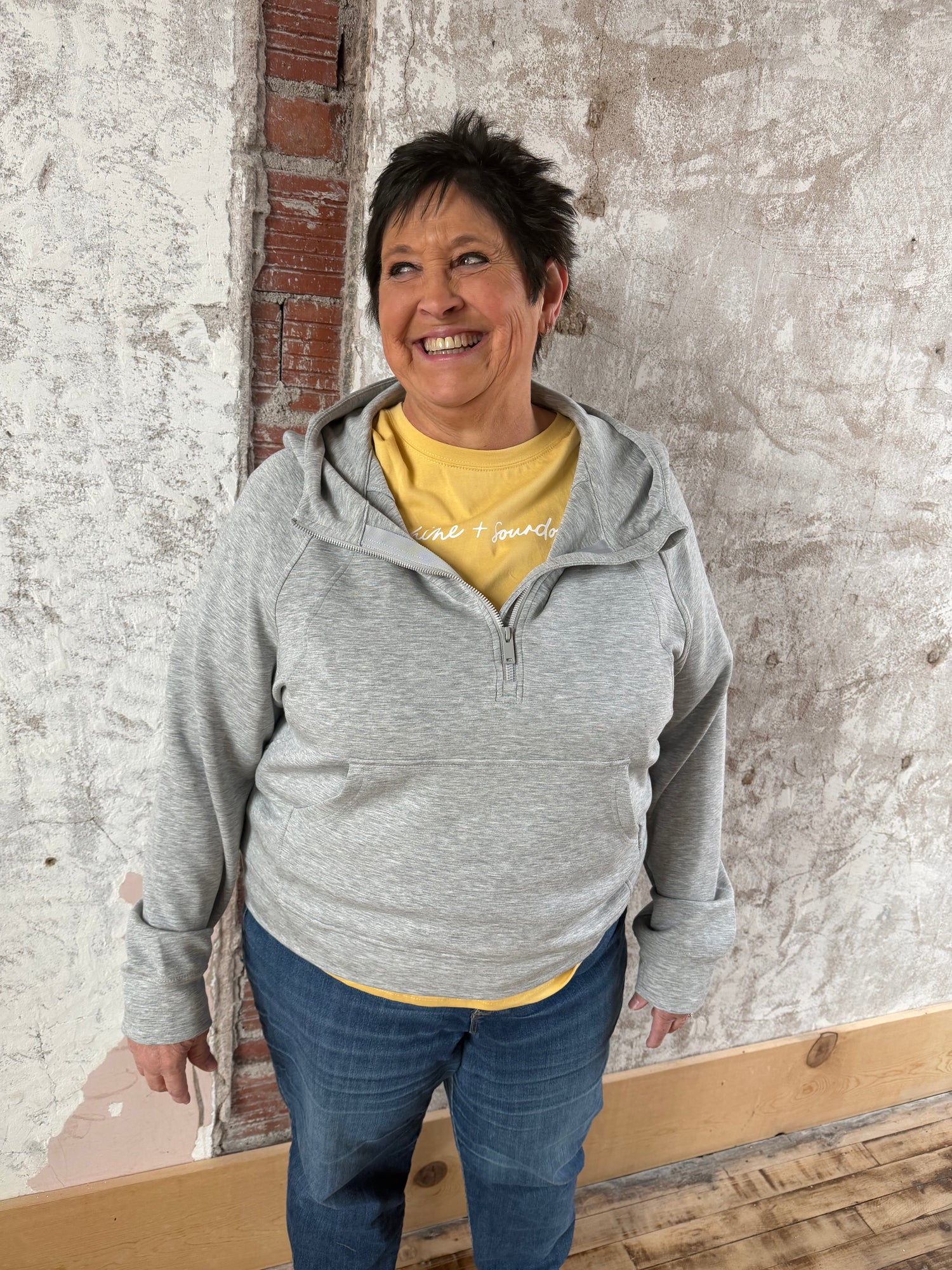 Heather Grey Quarter Zip Scuba Hoodie