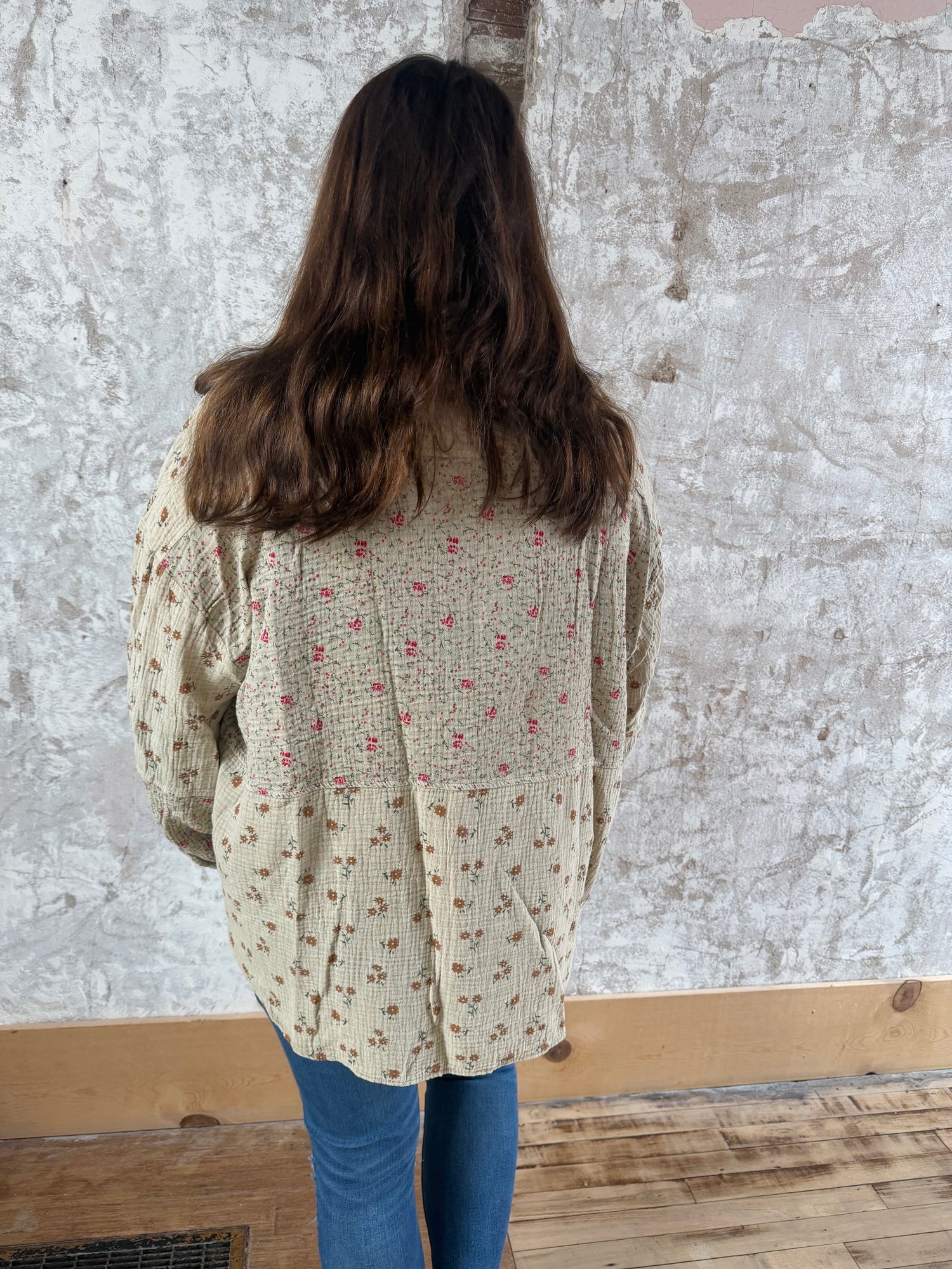 Floral Muslin Button Down Shirt