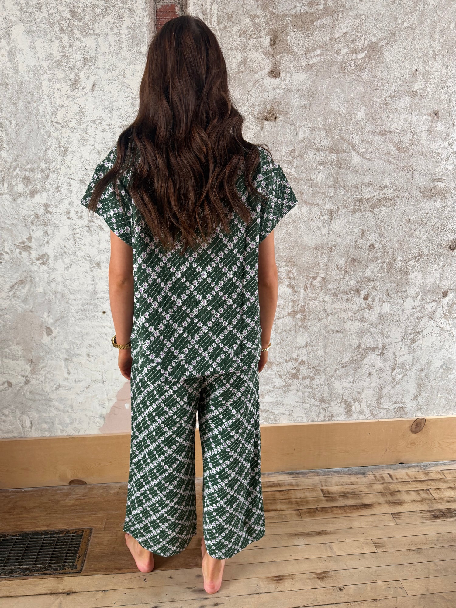 Flower Jacquard Two Piece Matching Set