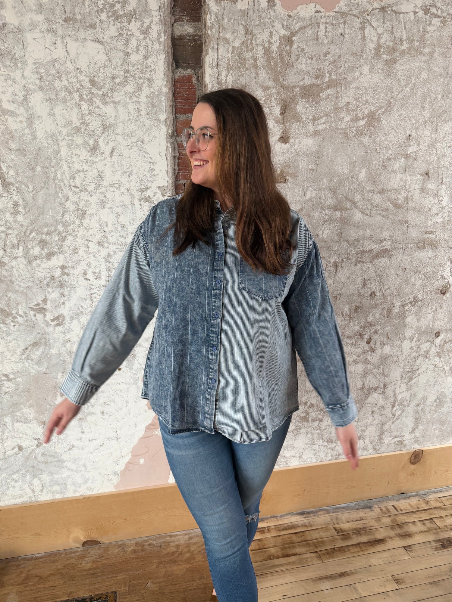 Mineral Washed Colorblock Striped Top (extended!)