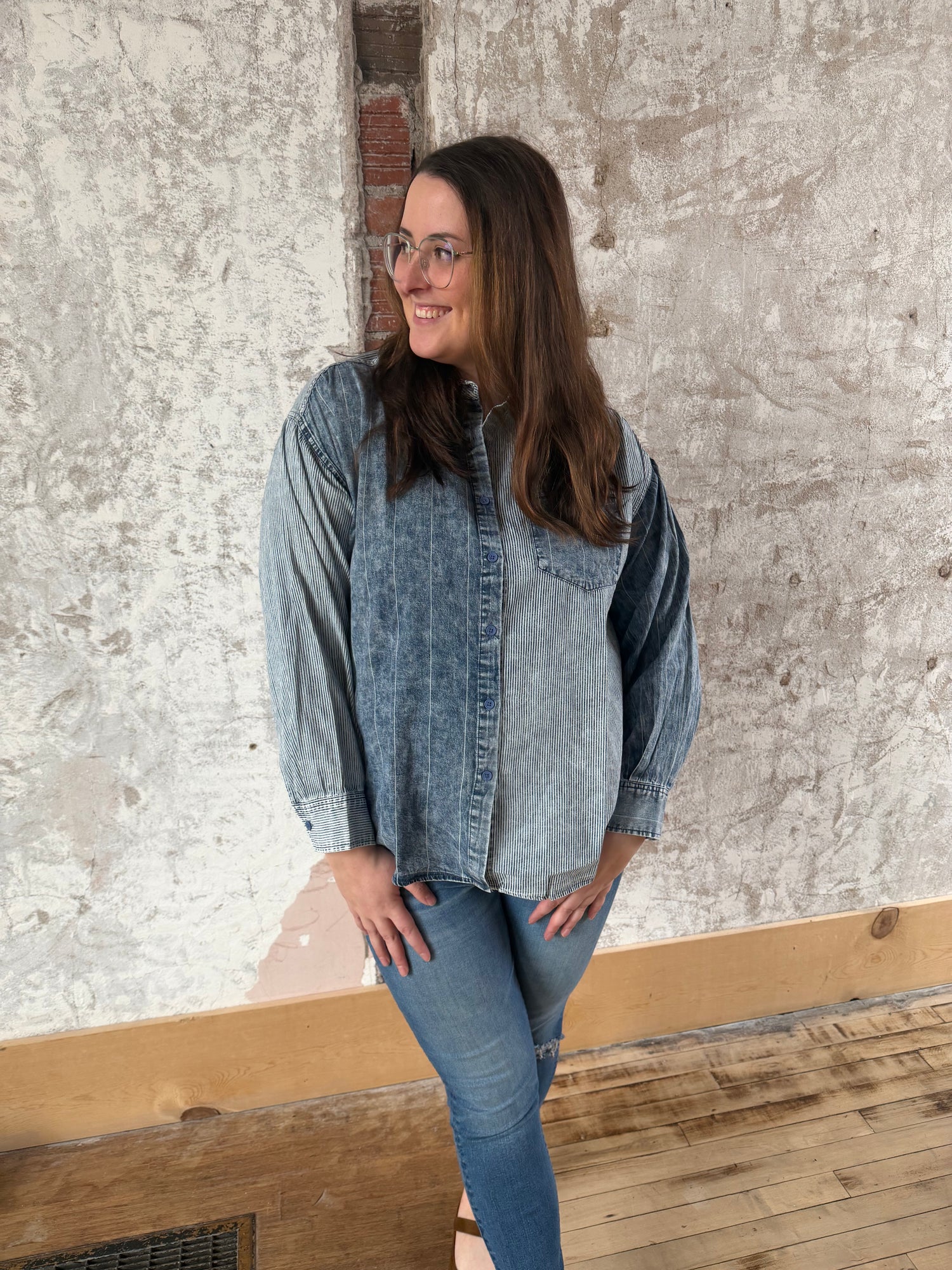 Mineral Washed Colorblock Striped Top (extended!)