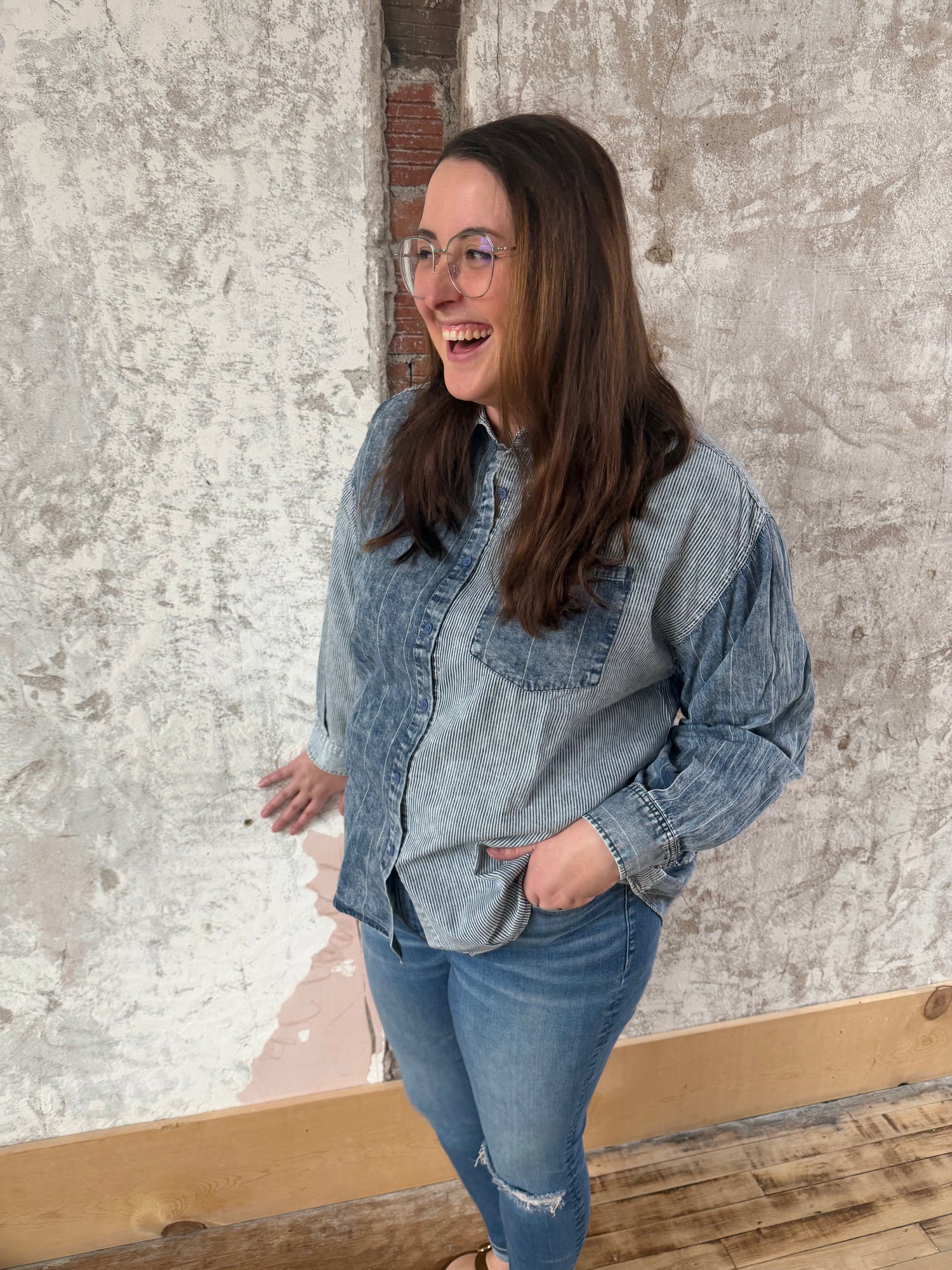 Mineral Washed Colorblock Striped Top (extended!)