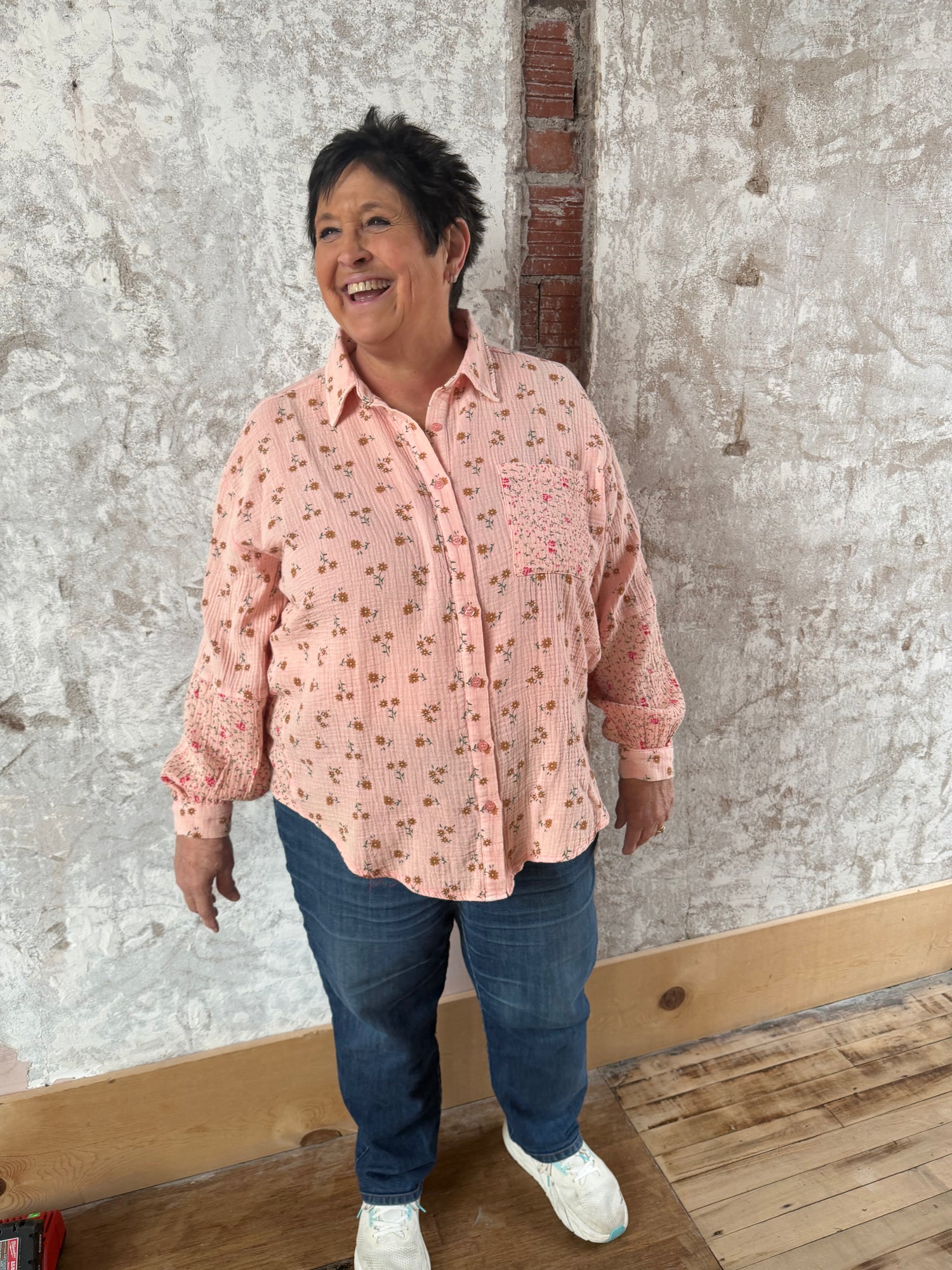 Floral Muslin Button Down Shirt