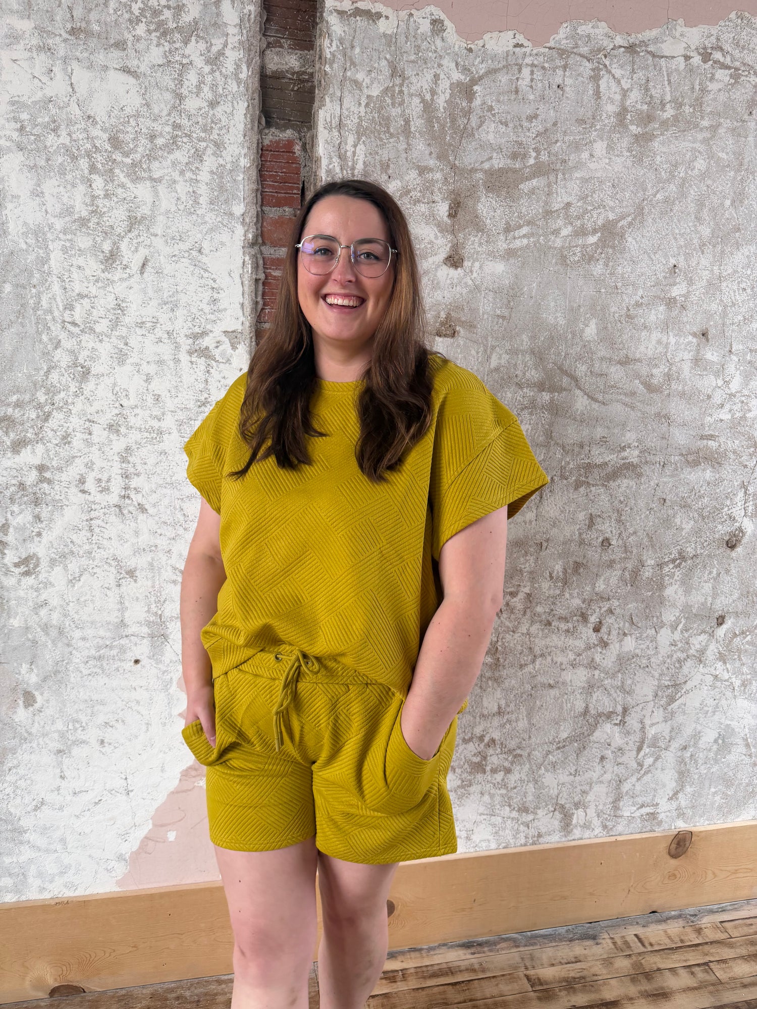 Textured Mustard Two Piece Set