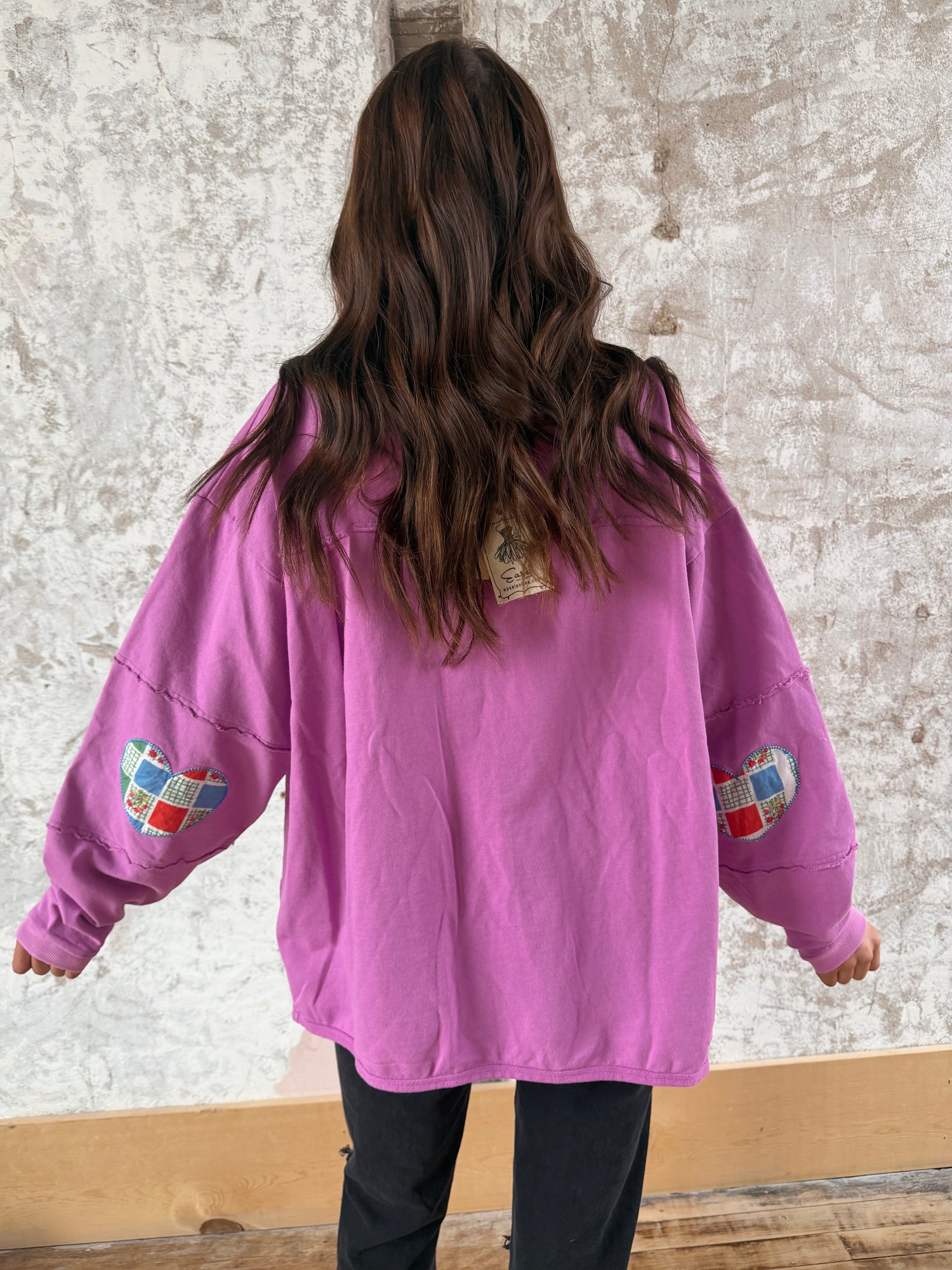 Love Patchwork Long Sleeve Top