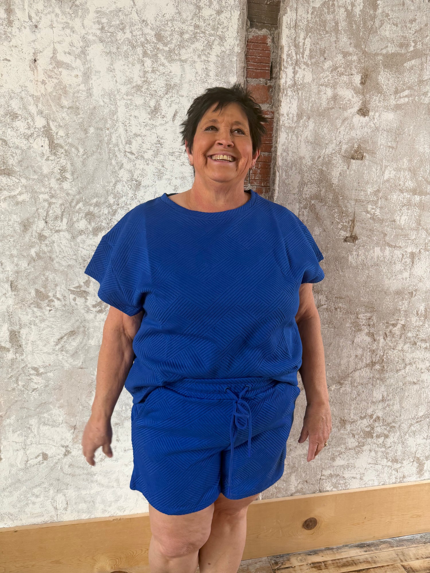 Textured Royal Blue Two Piece Set