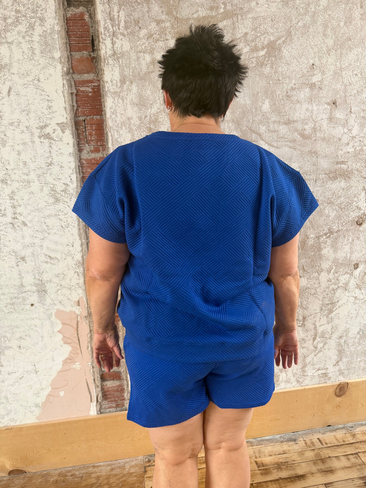 Textured Royal Blue Two Piece Set
