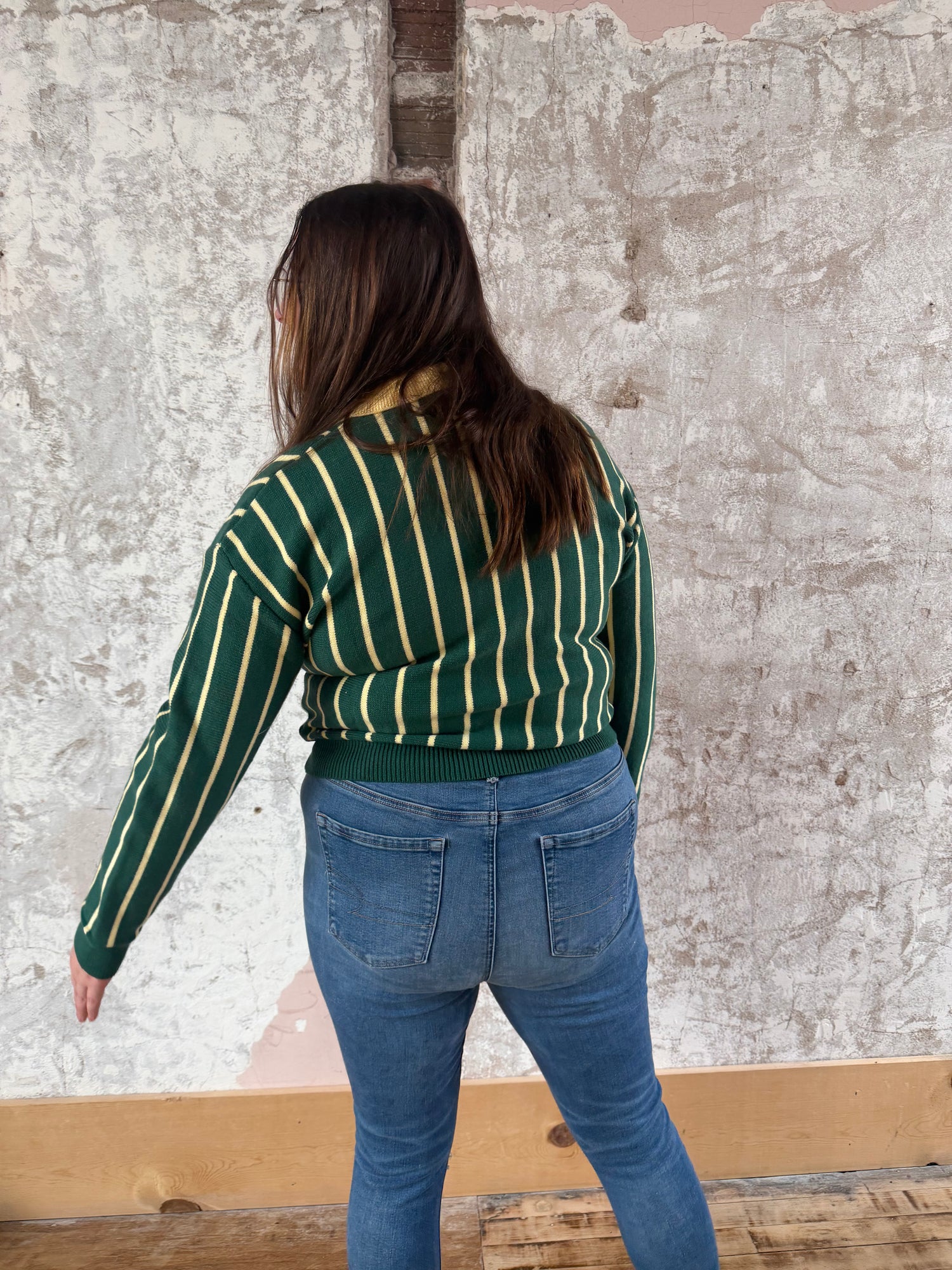 Collared Striped Polo Sweater