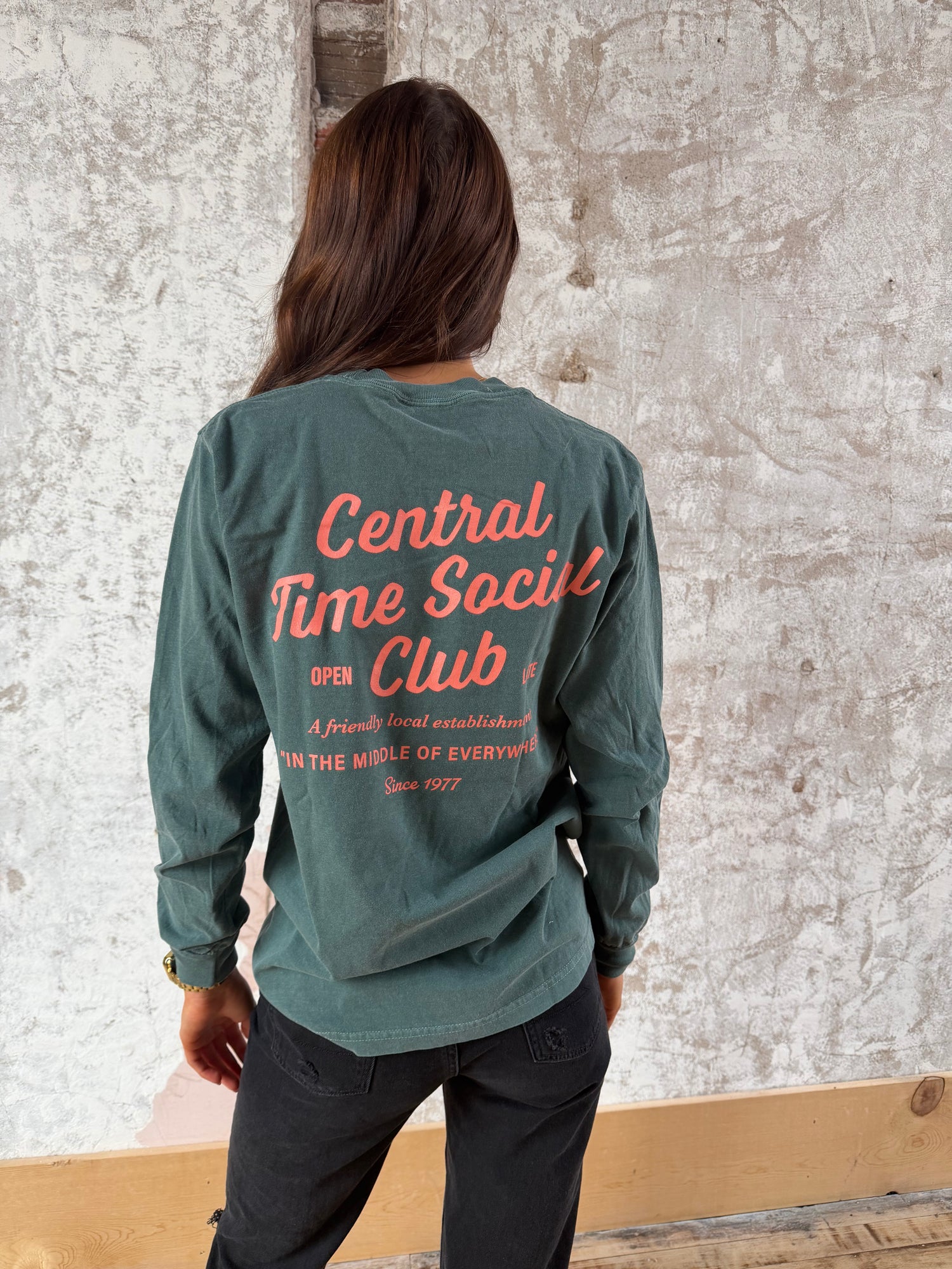 Central Time Social Club Heavyweight Long Sleeve Tee (extended sizing!)