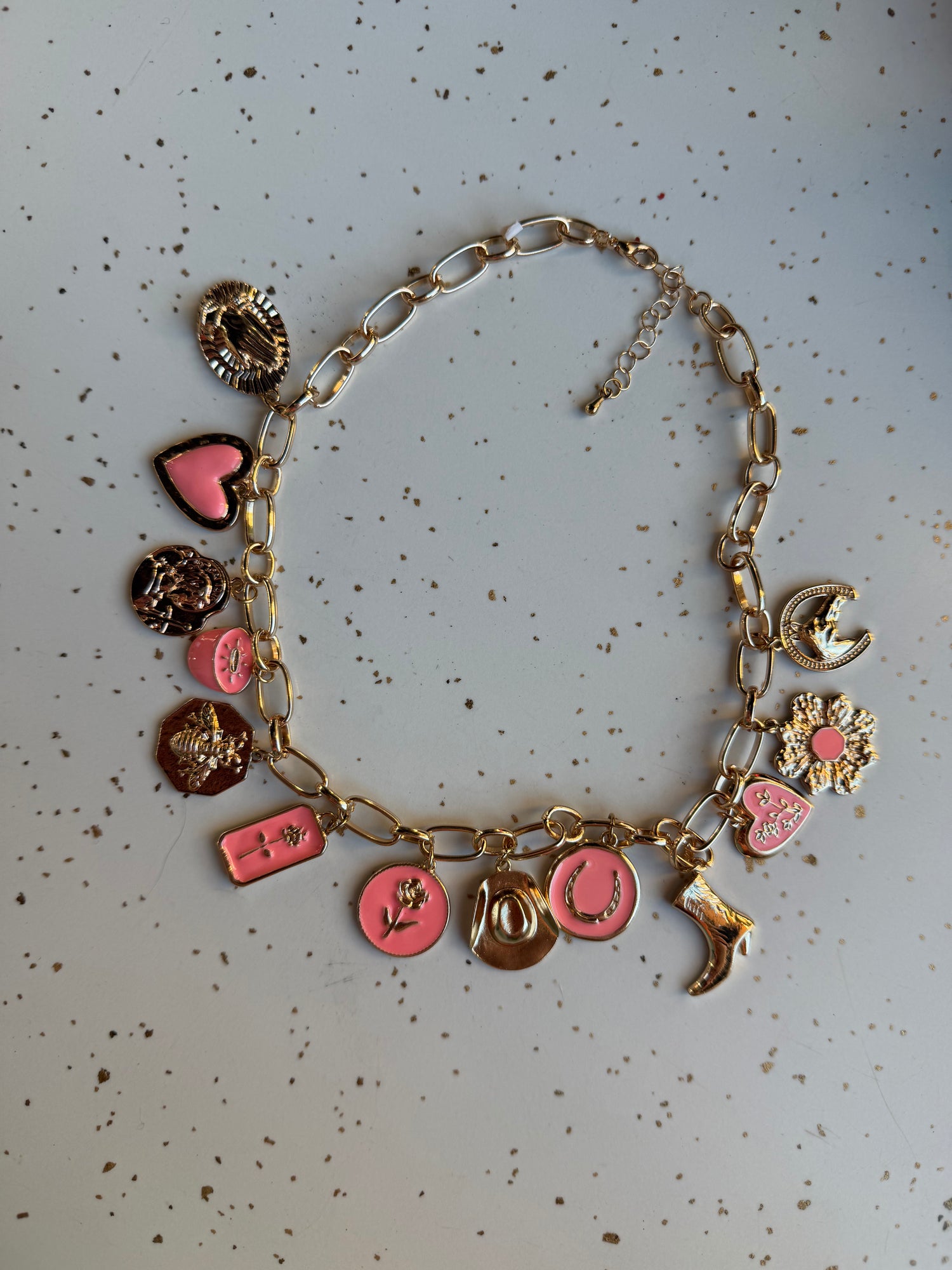 Pink & Gold Charm Necklace