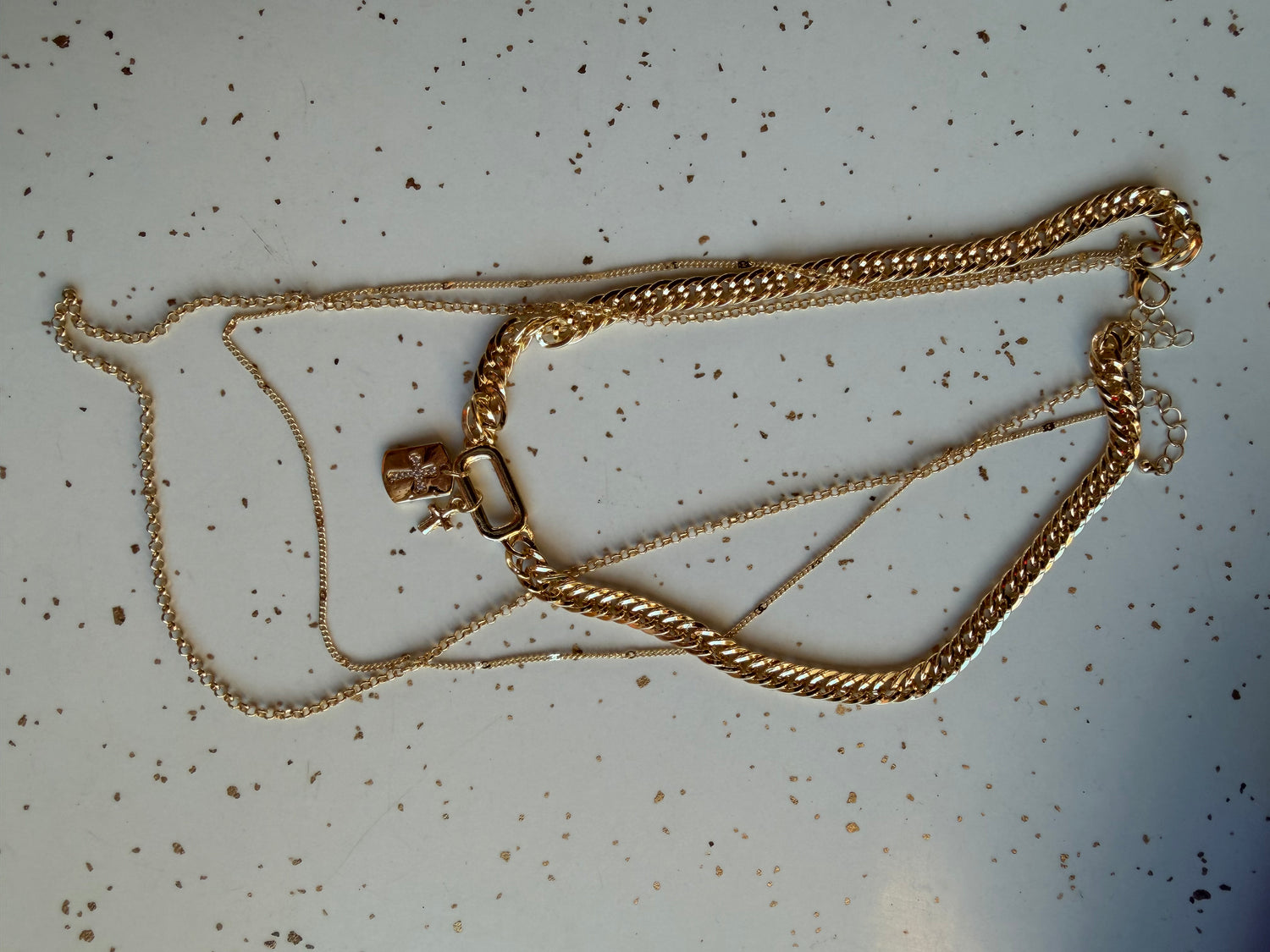 Gold Multi-Strand Cross Necklace