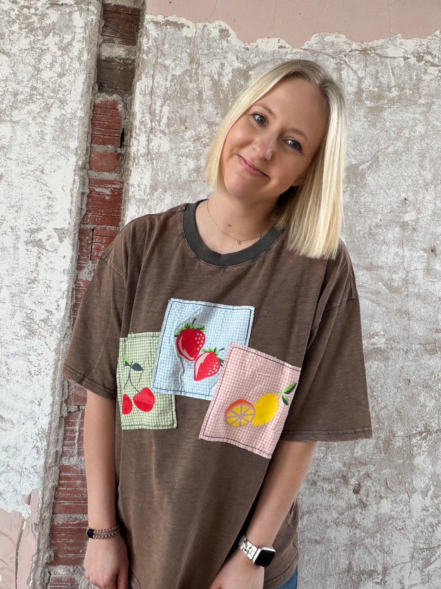 Patch Front Washed Cotton Boxy Top