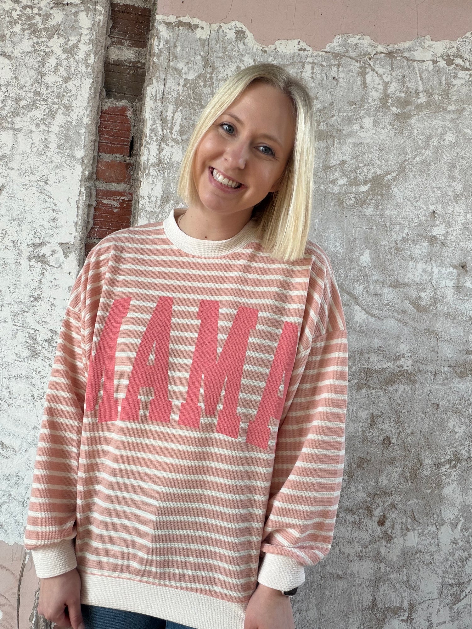 Mama Cloud Knit Stripe Long Sleeve Top (2 colors!)