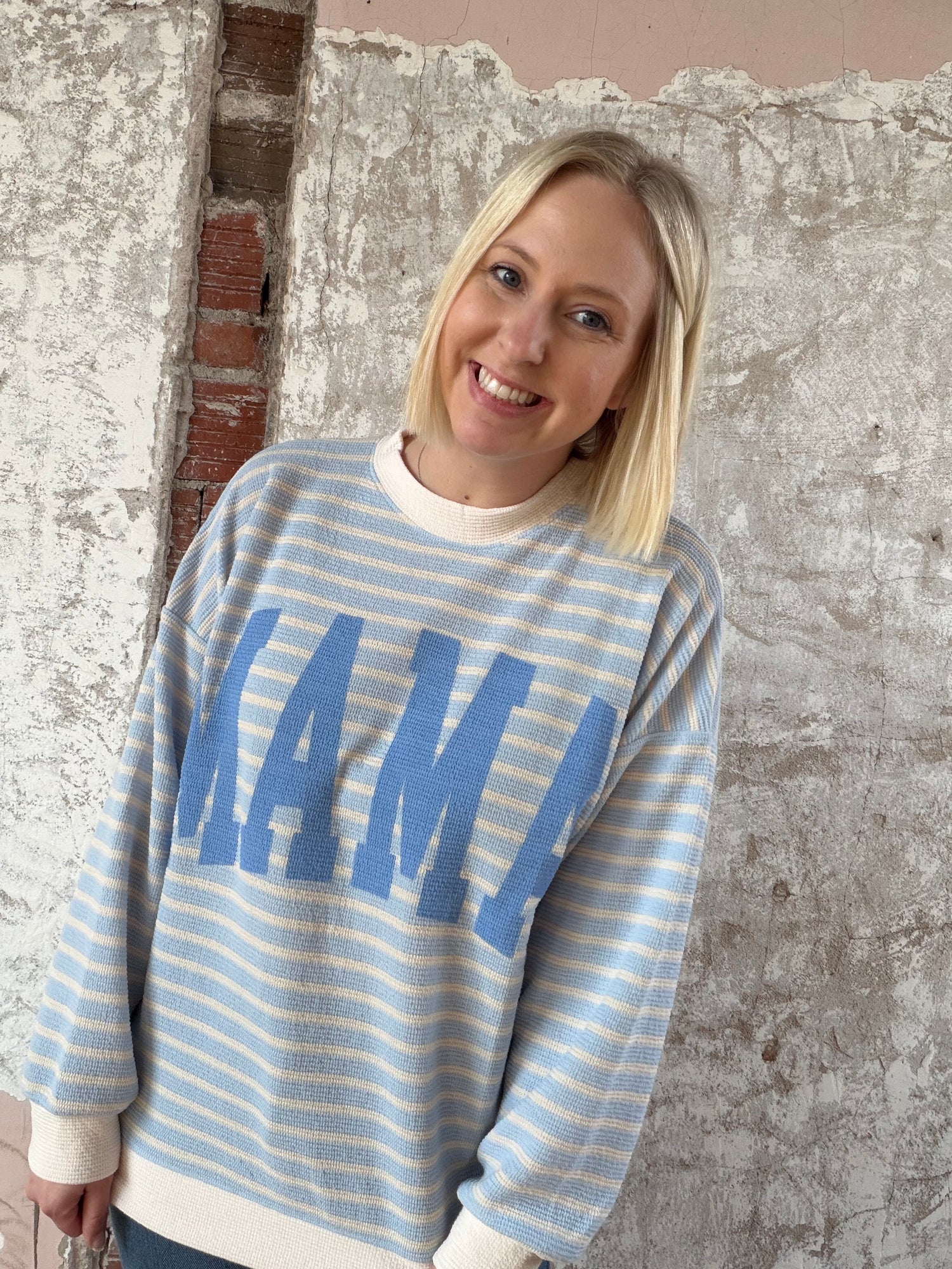 Mama Cloud Knit Stripe Long Sleeve Top (2 colors!)