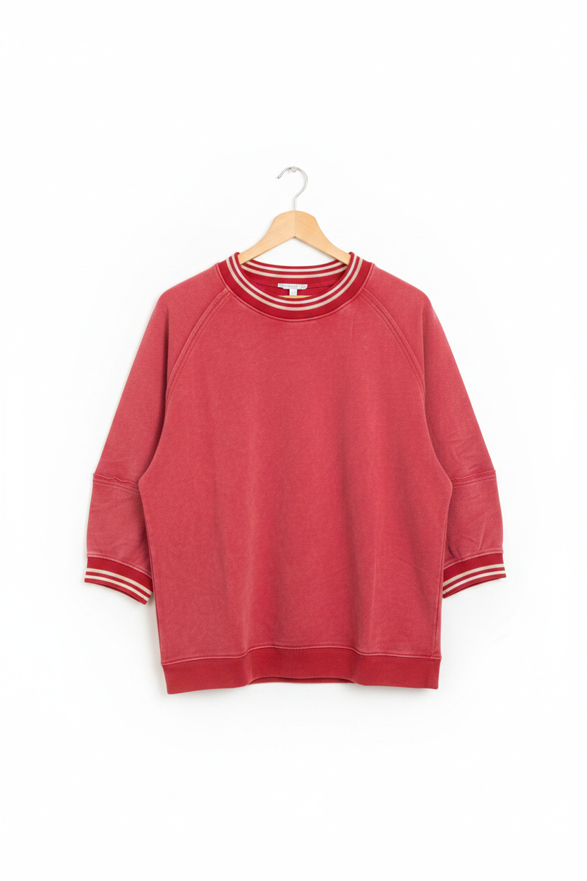 Washed Terry Banded Bottom Pullover