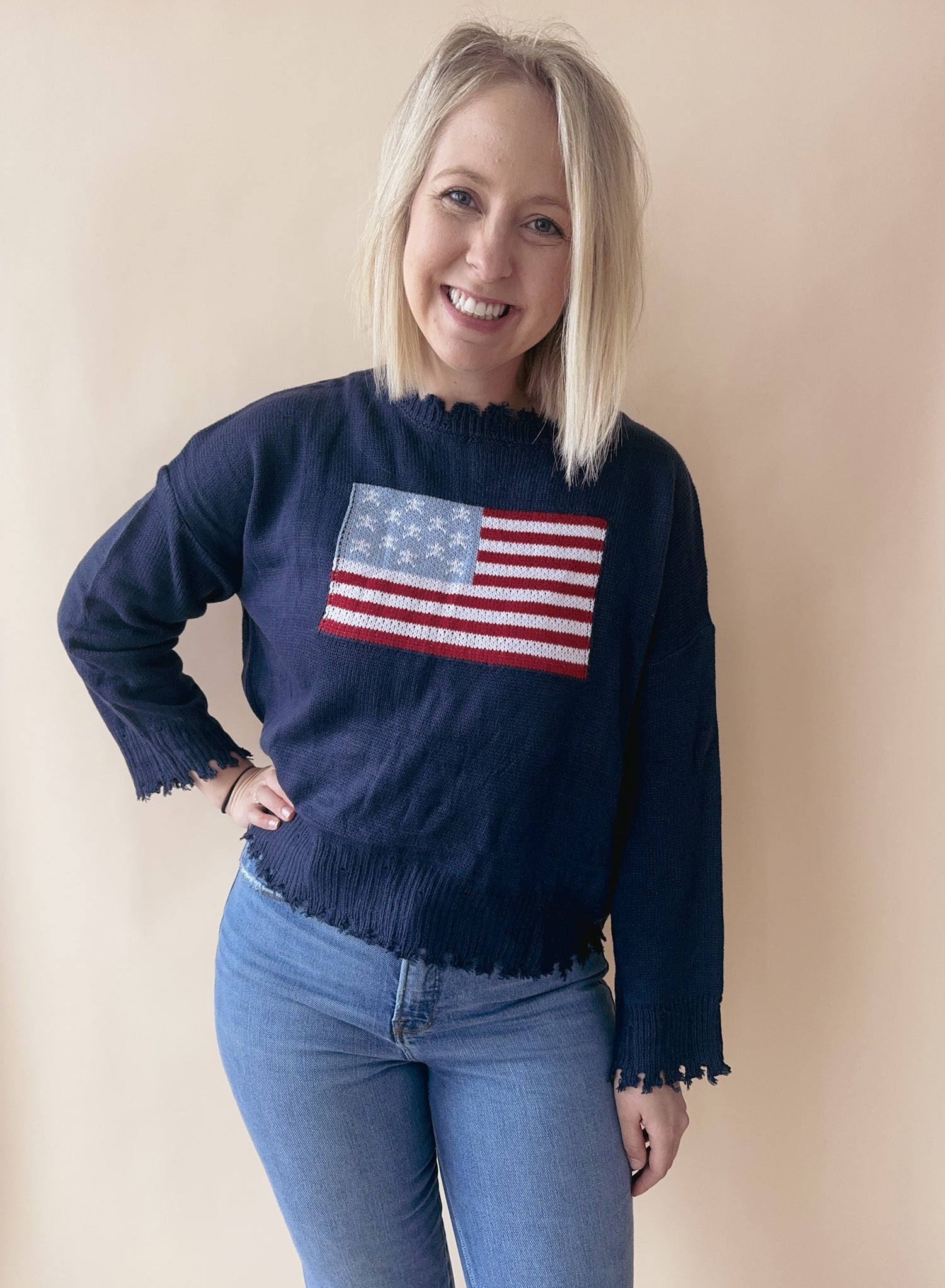 Distressed Old Glory Graphic Sweater