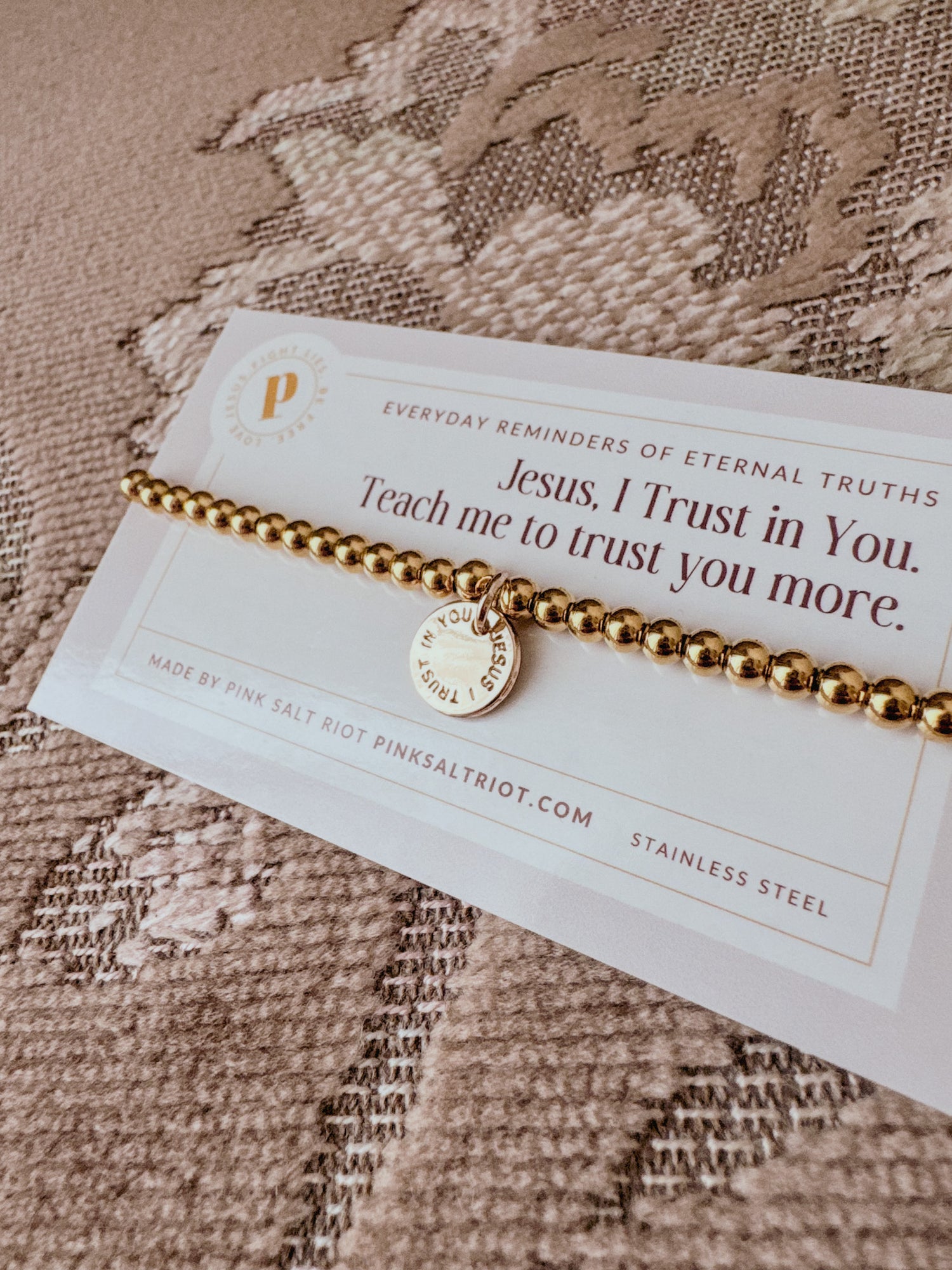 Jesus I Trust in You Gold Bracelet