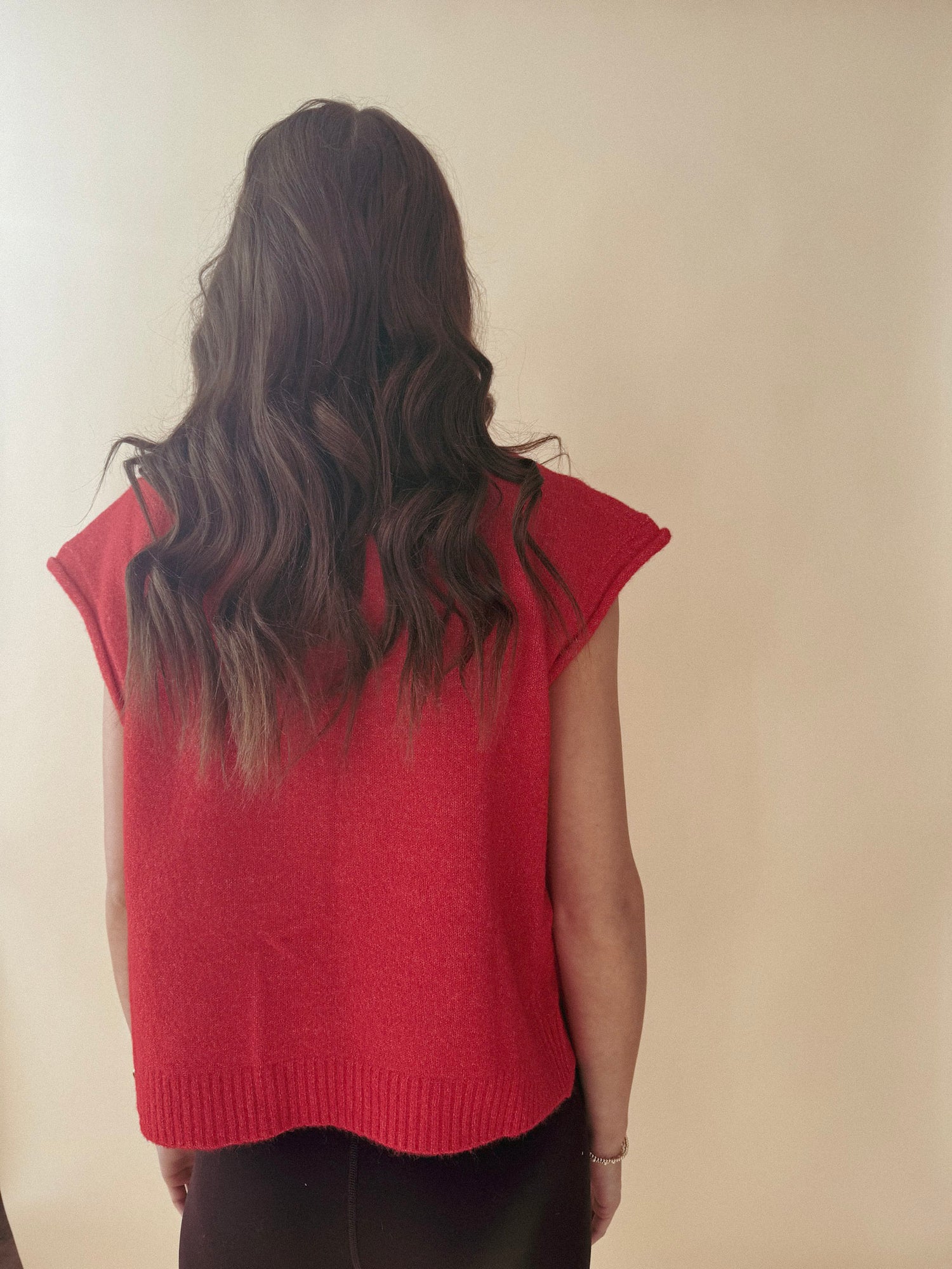 Piper Vest Cardigan - Red