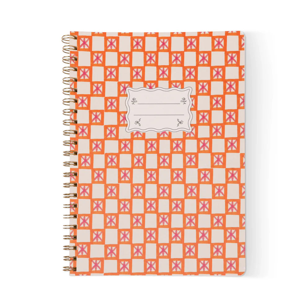 Large Orange Check Notebook