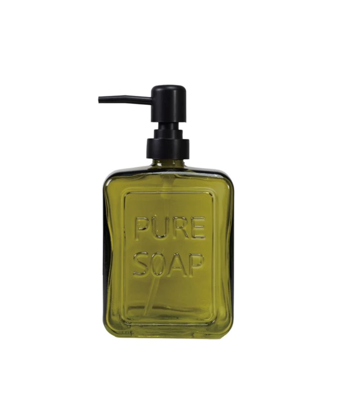 Olive Glass Soap Dispenser
