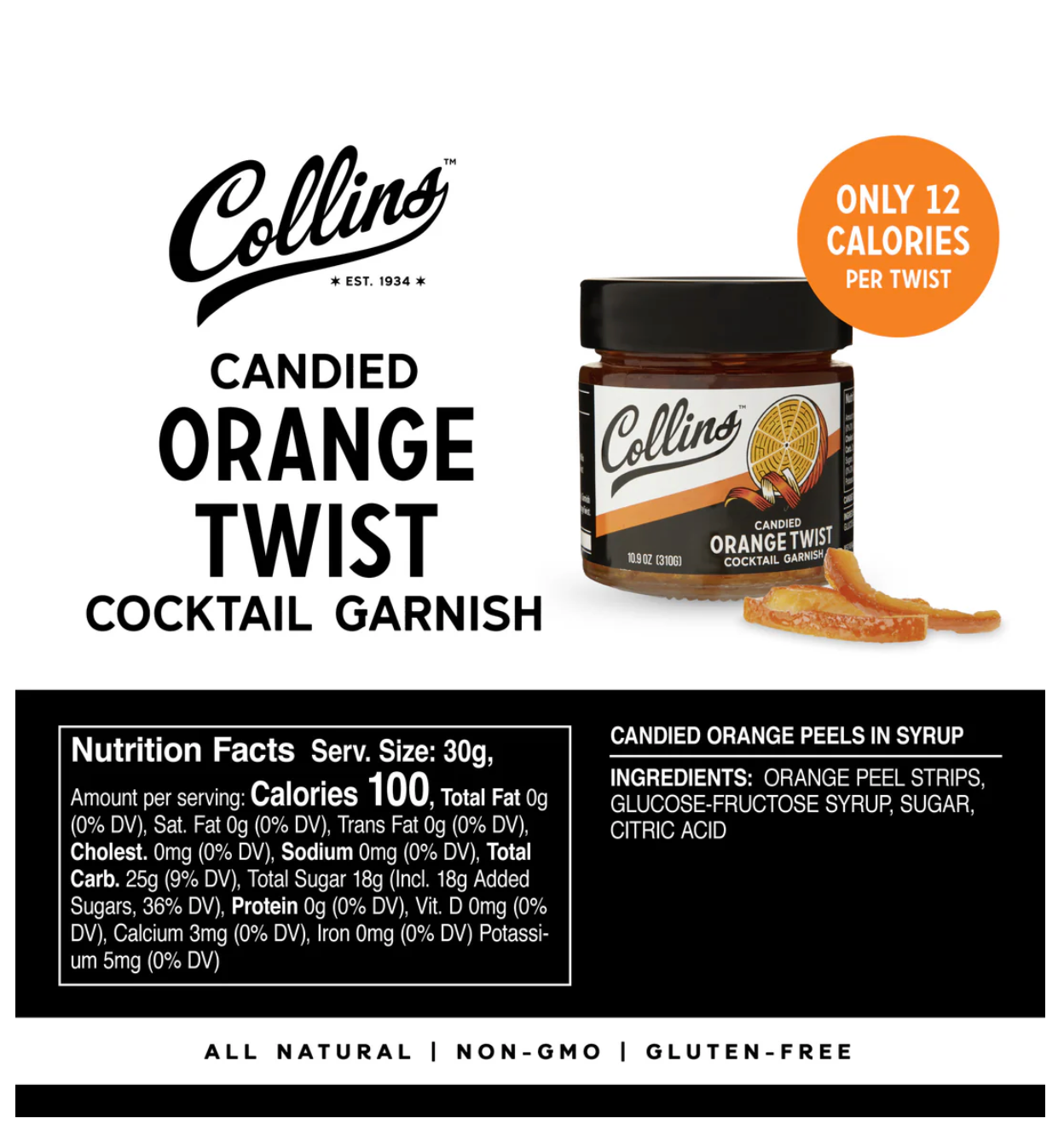 Orange Twists Cocktail Garnish Jar