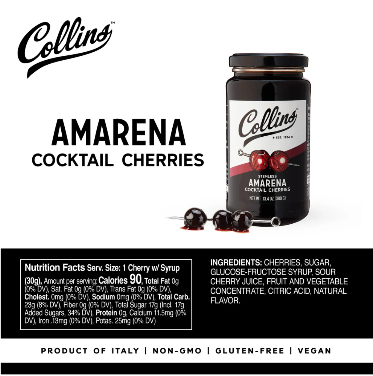 Amarena Cherries Cocktail Garnish Jar