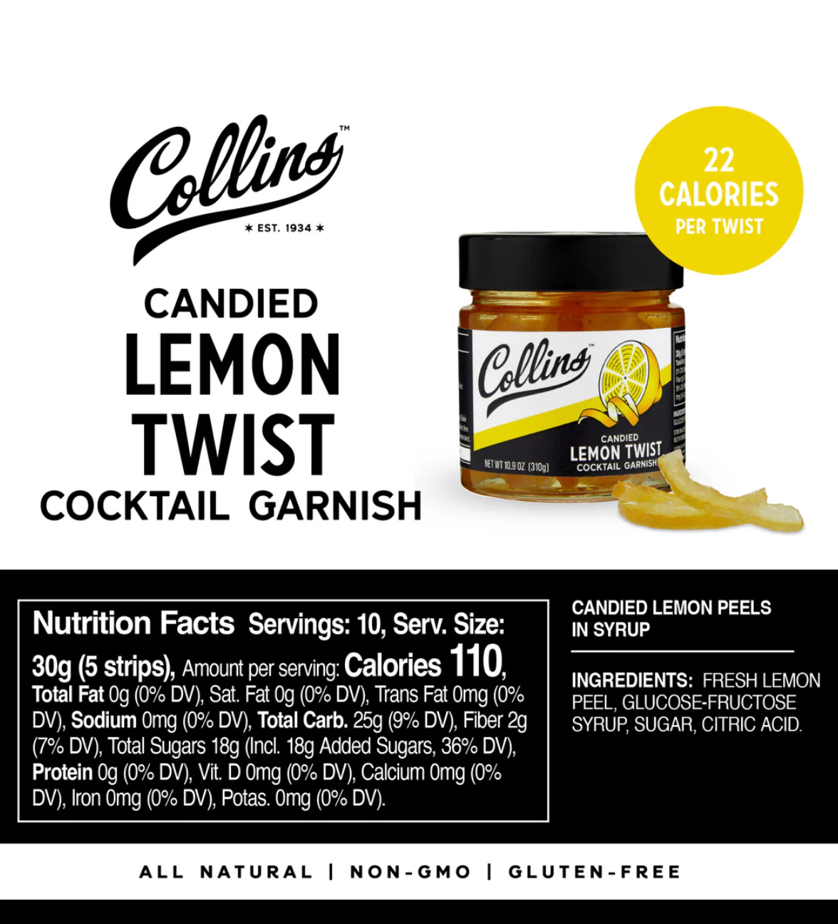 Lemon Twist Cocktail Garnish Jar