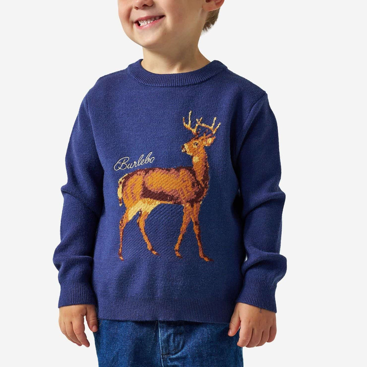 Youth Navy Deer Cabin Sweater