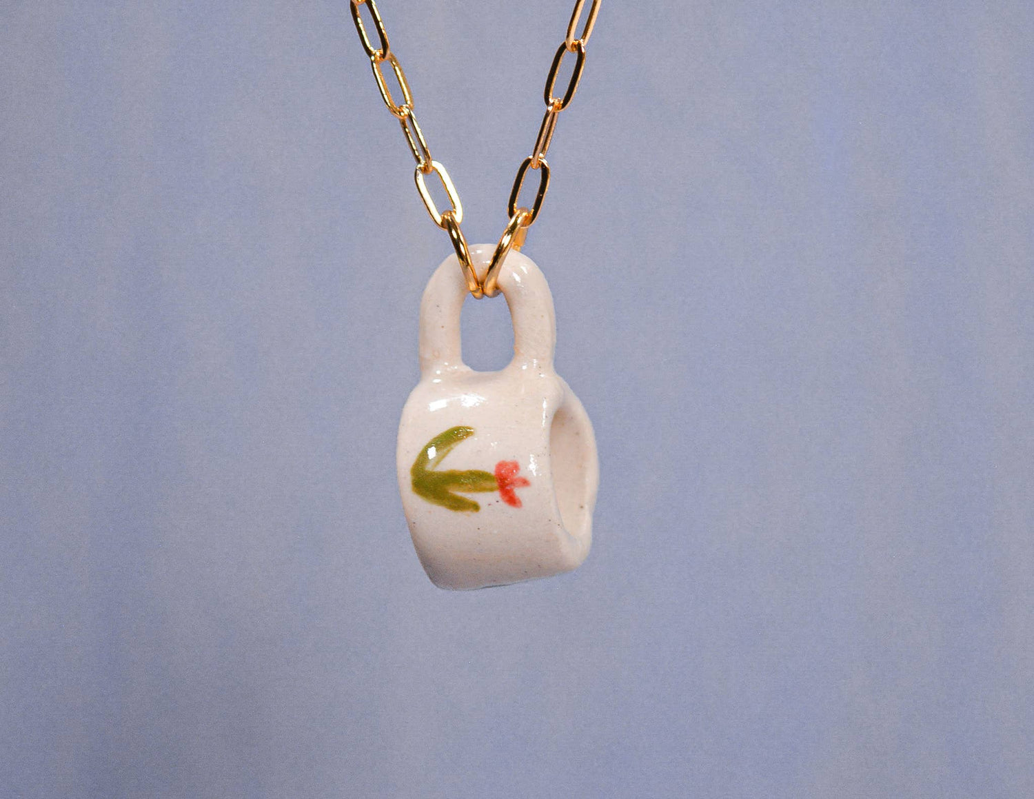 Tulip Miniature Mug Ceramic Charm Pendant Necklace