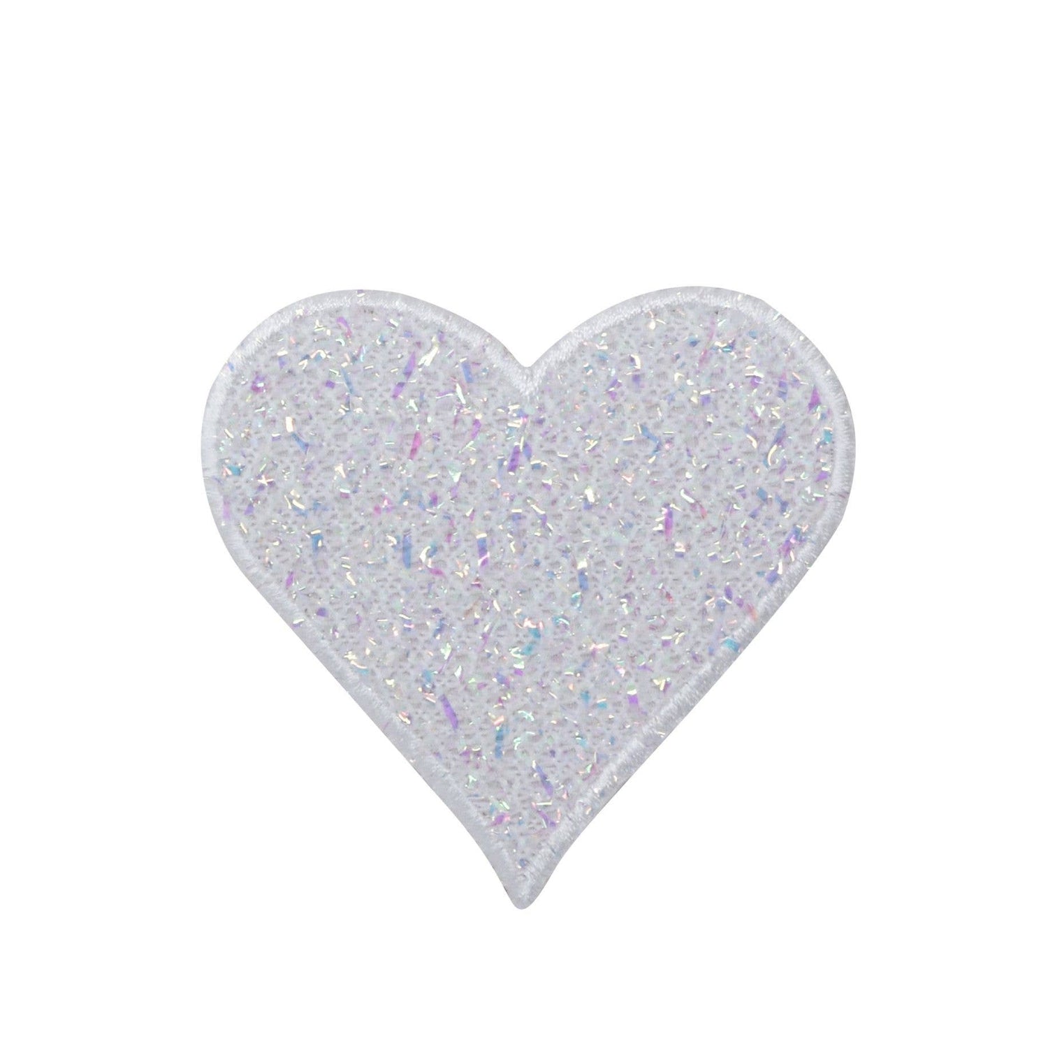 Sparkle White Heart Iron On Patch
