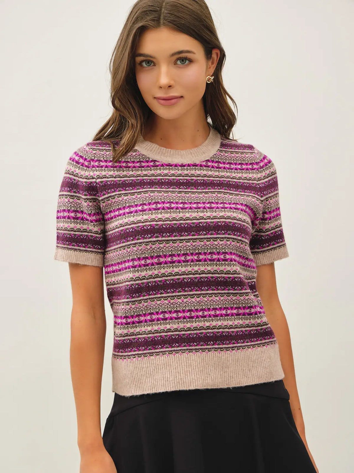 Fair Isle Short Sleeve Sweater